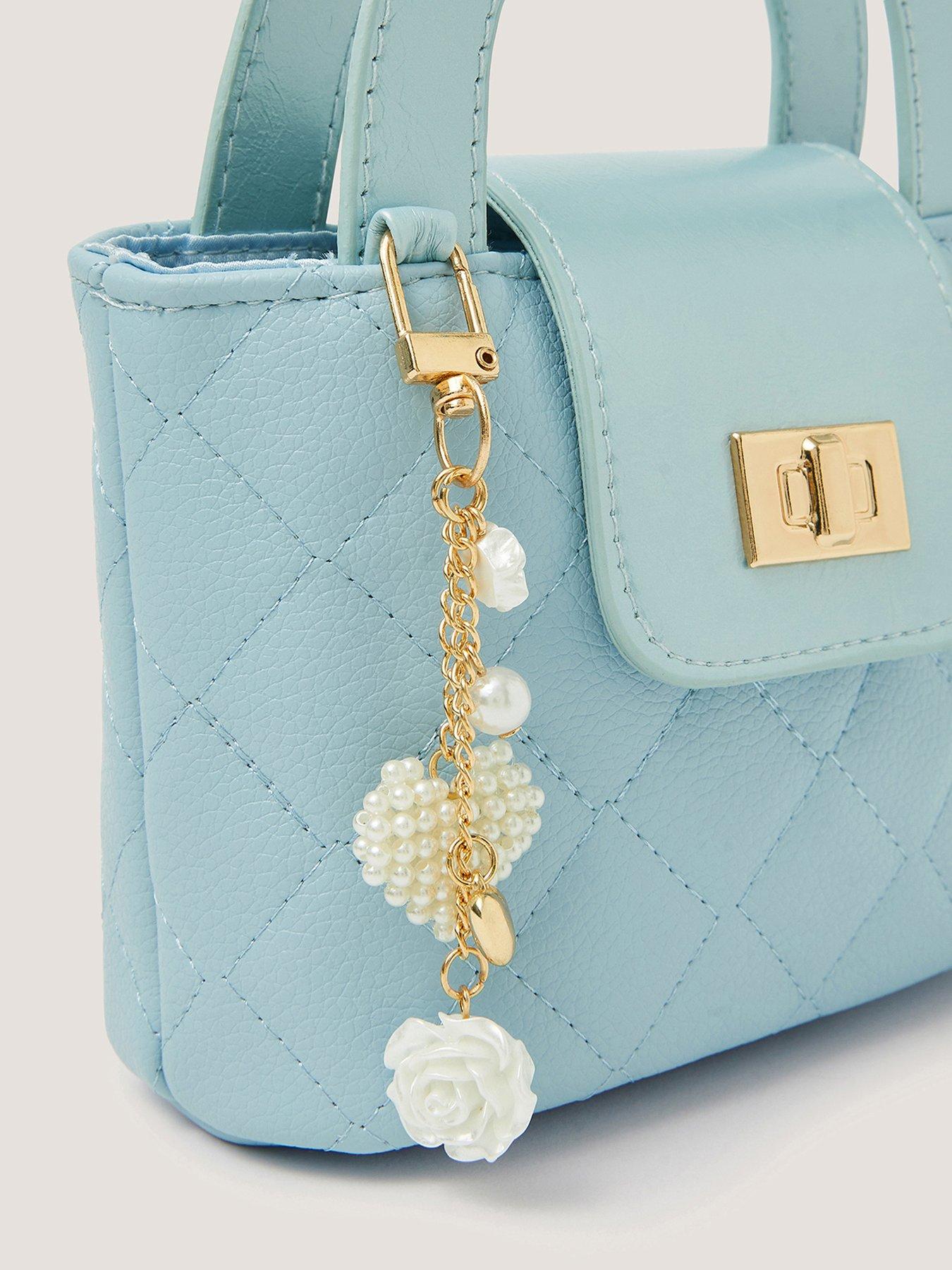 Image 3 of 4 of Monsoon Girls Quilted Pearl Charm Bag - Blue