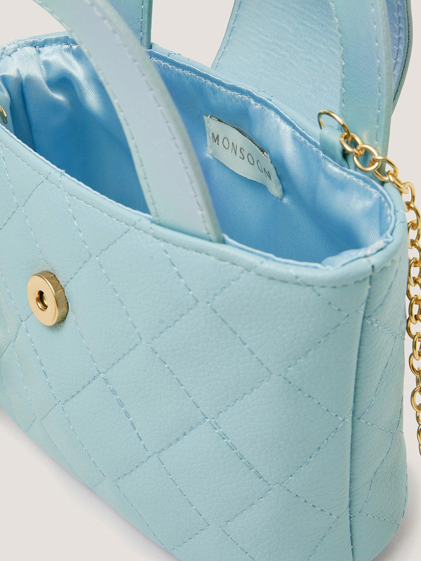 Image 4 of 4 of Monsoon Girls Quilted Pearl Charm Bag - Blue