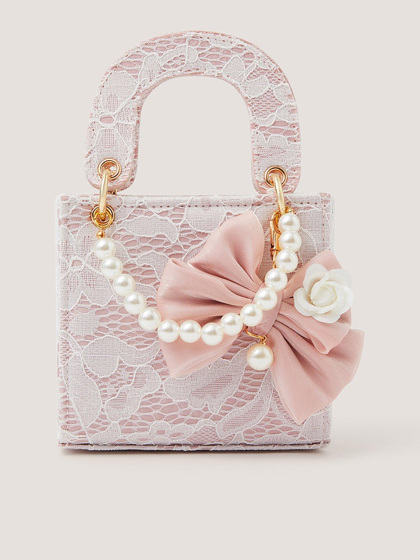 Image 1 of 4 of Monsoon Girls Bow Charm Tote Bag - Pink