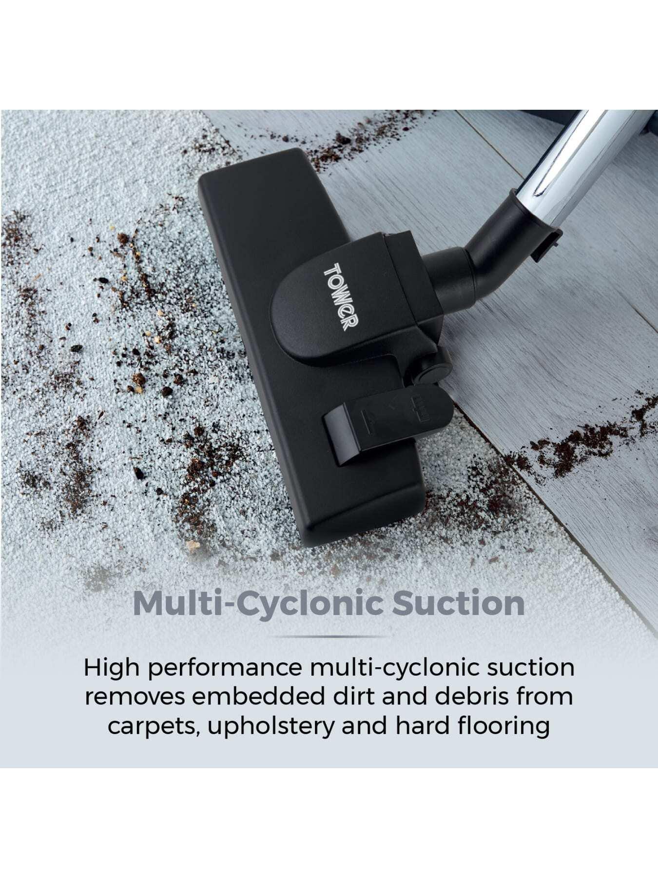 Image 3 of 7 of Tower TT102000PLPET Multi-Cyclonic Cylinder Vacuum Cleaner with Pet Tool, 700W, Silver