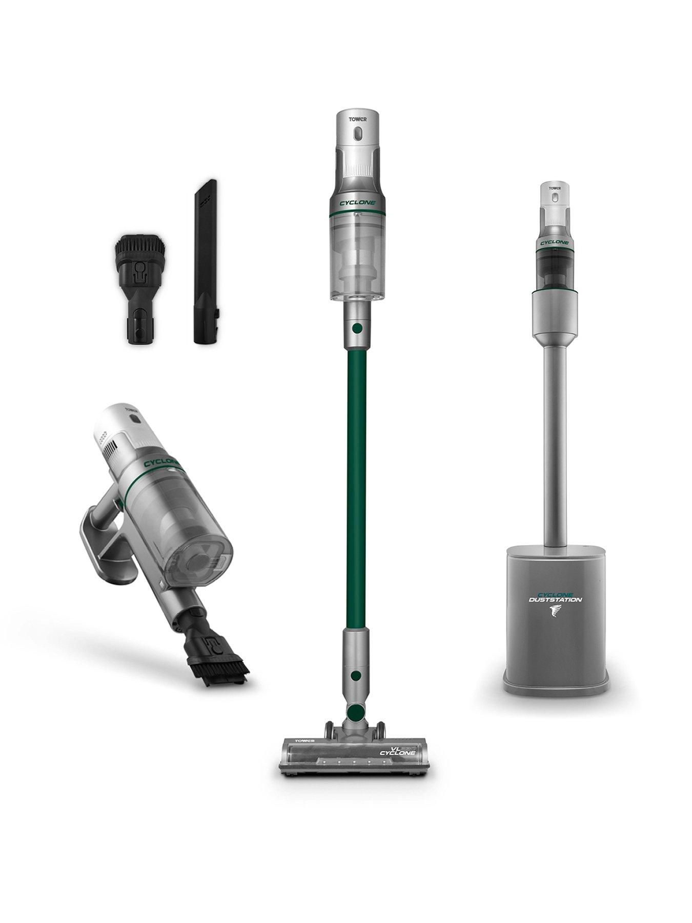 Tower VL220 Cyclone Cordless Vacuum with Auto Emptying Dust Station, Titanium & Black
