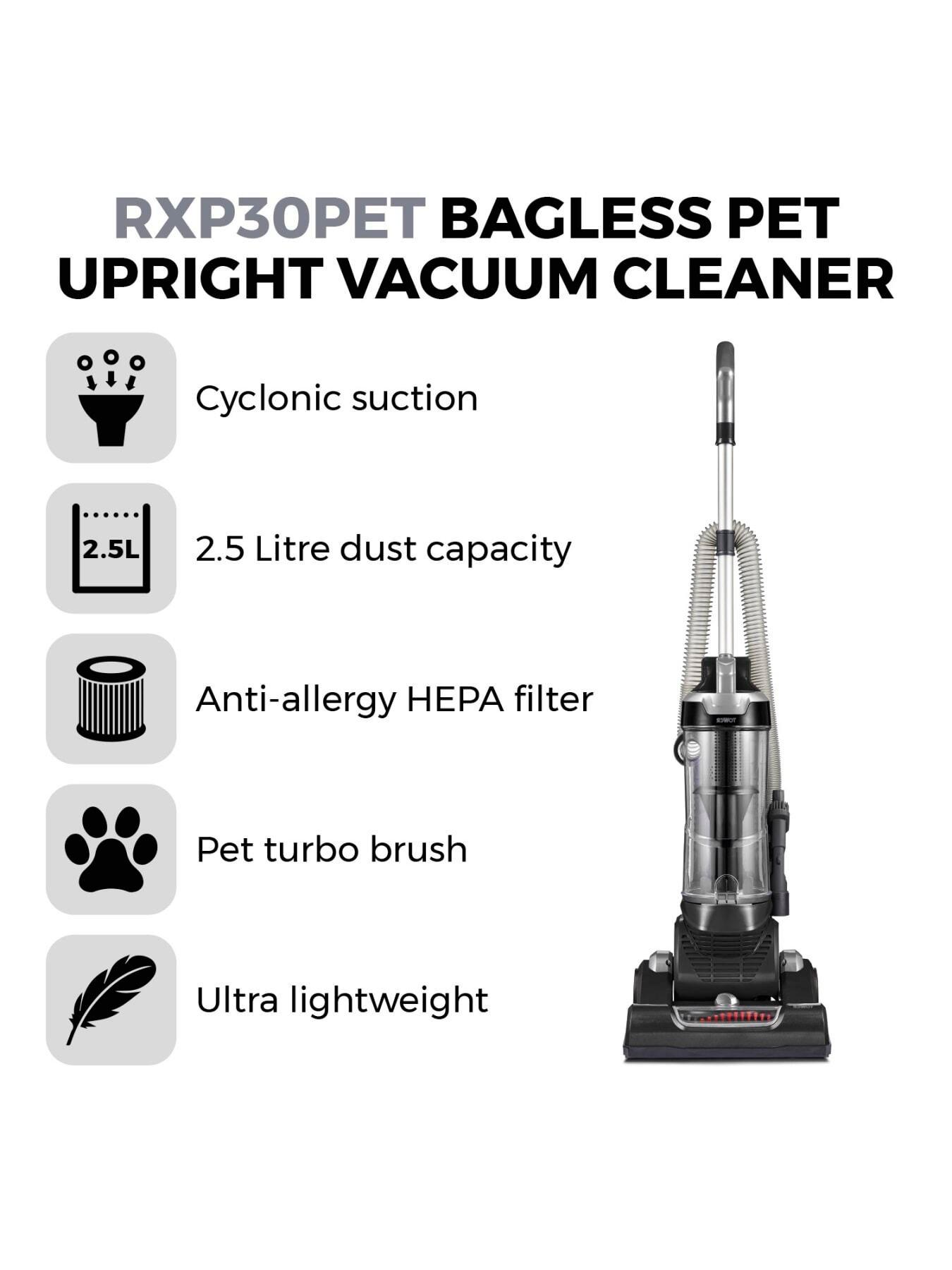 Tower TXP30PET Bagless Pet Upright Vacuum Cleaner with HEPA Filter, Pet ...
