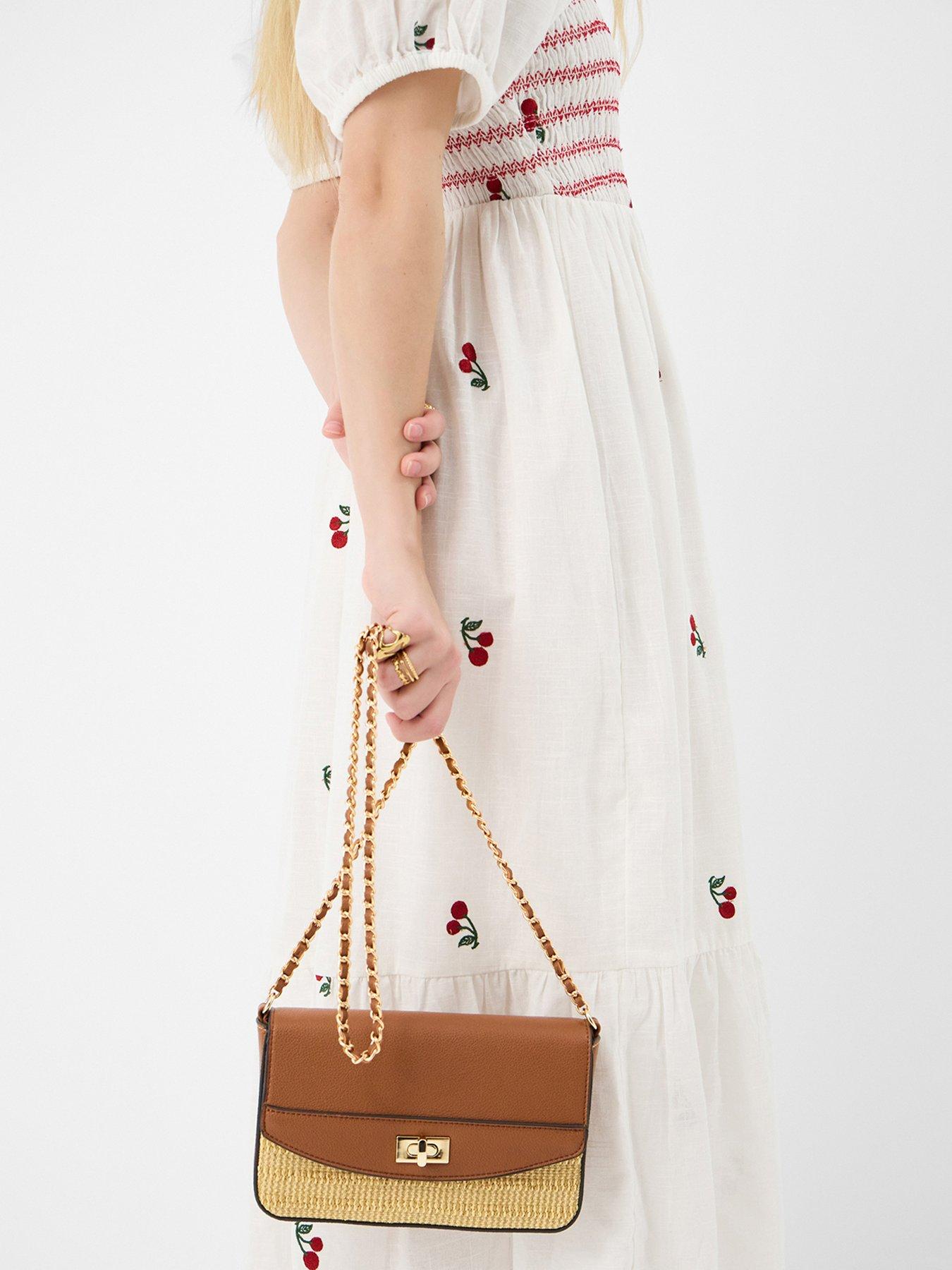 Image 2 of 5 of Accessorize Twistlock Raffia Crossbody Bag