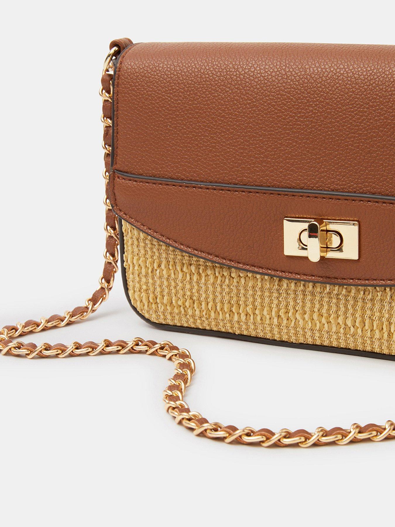 Image 4 of 5 of Accessorize Twistlock Raffia Crossbody Bag
