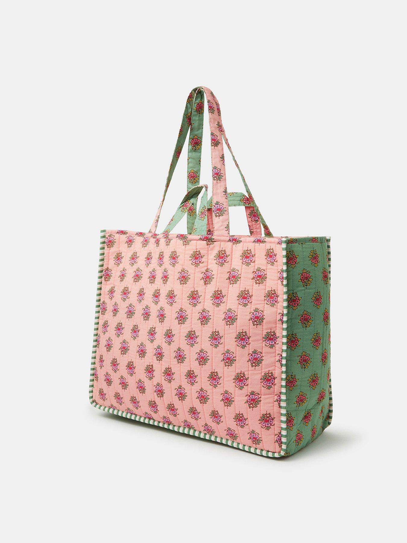 Image 3 of 5 of Accessorize Floral Block Print Quilted Shopper Bag