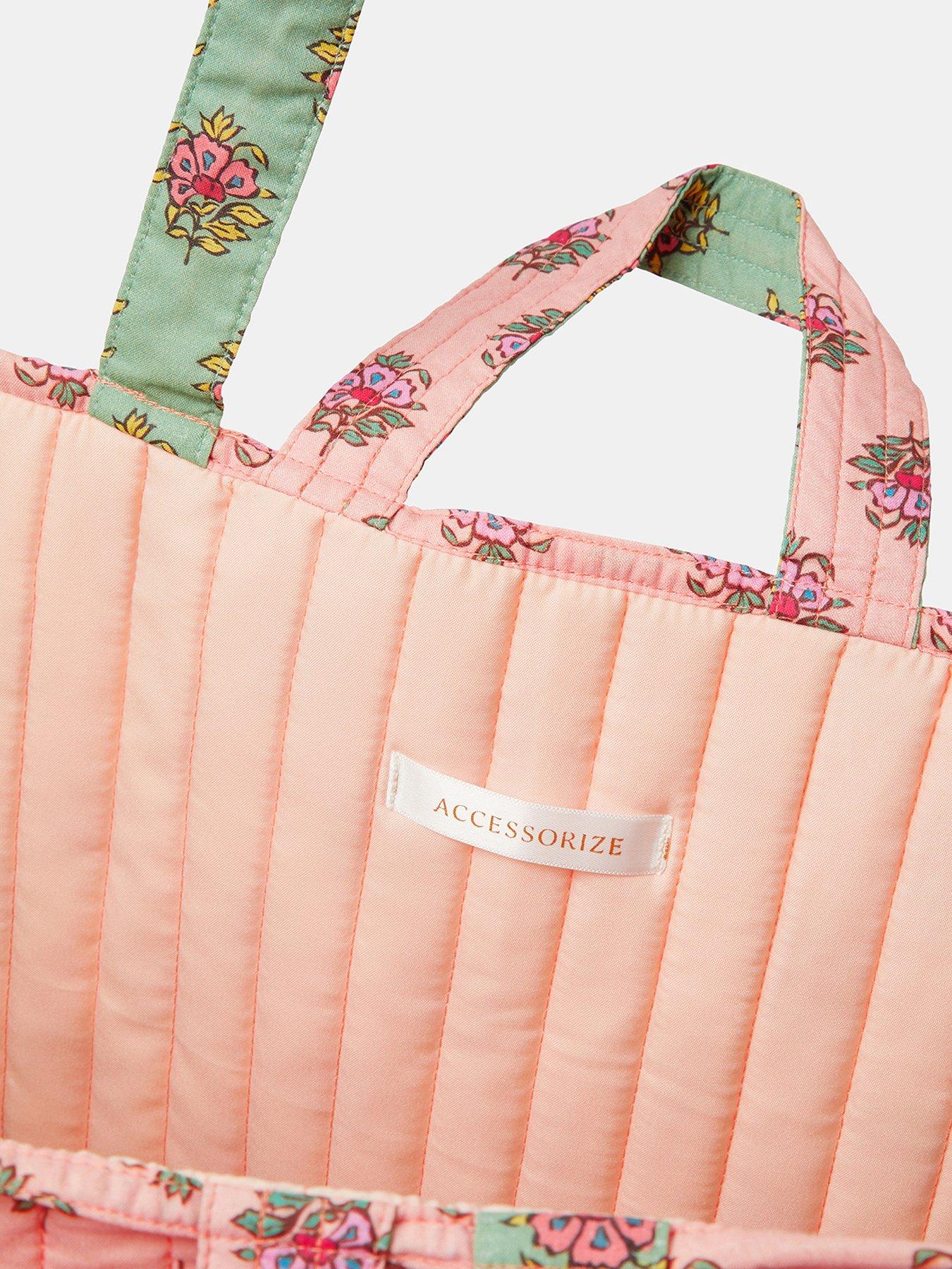Image 5 of 5 of Accessorize Floral Block Print Quilted Shopper Bag