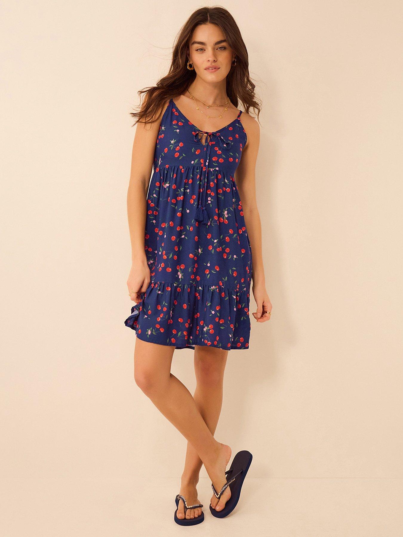 Accessorize Cherry Print Tassel Tie Mini Dress