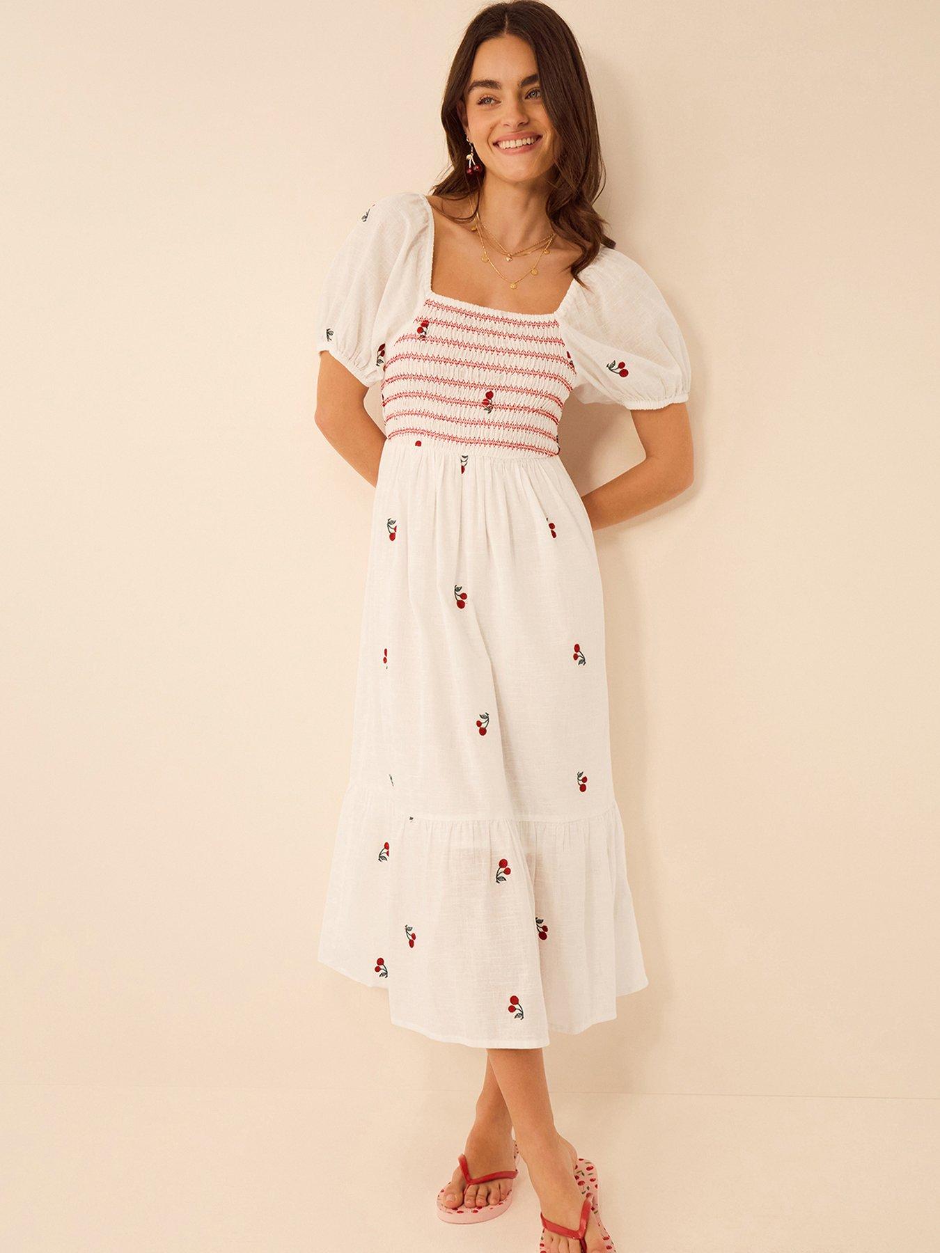 sachin and babi light blue dress Embroidered White Mini Dress for Spring and Summer