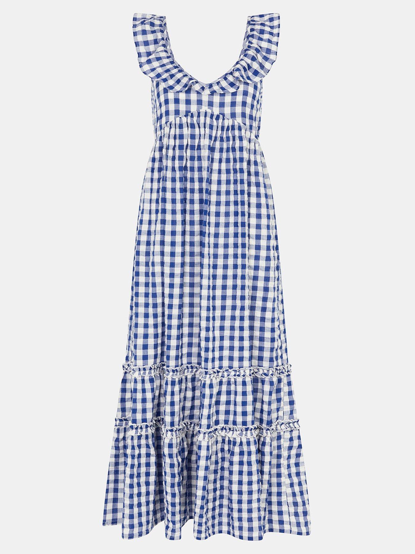Image 5 of 5 of Accessorize Gingham Print Ruffle Midi Dress