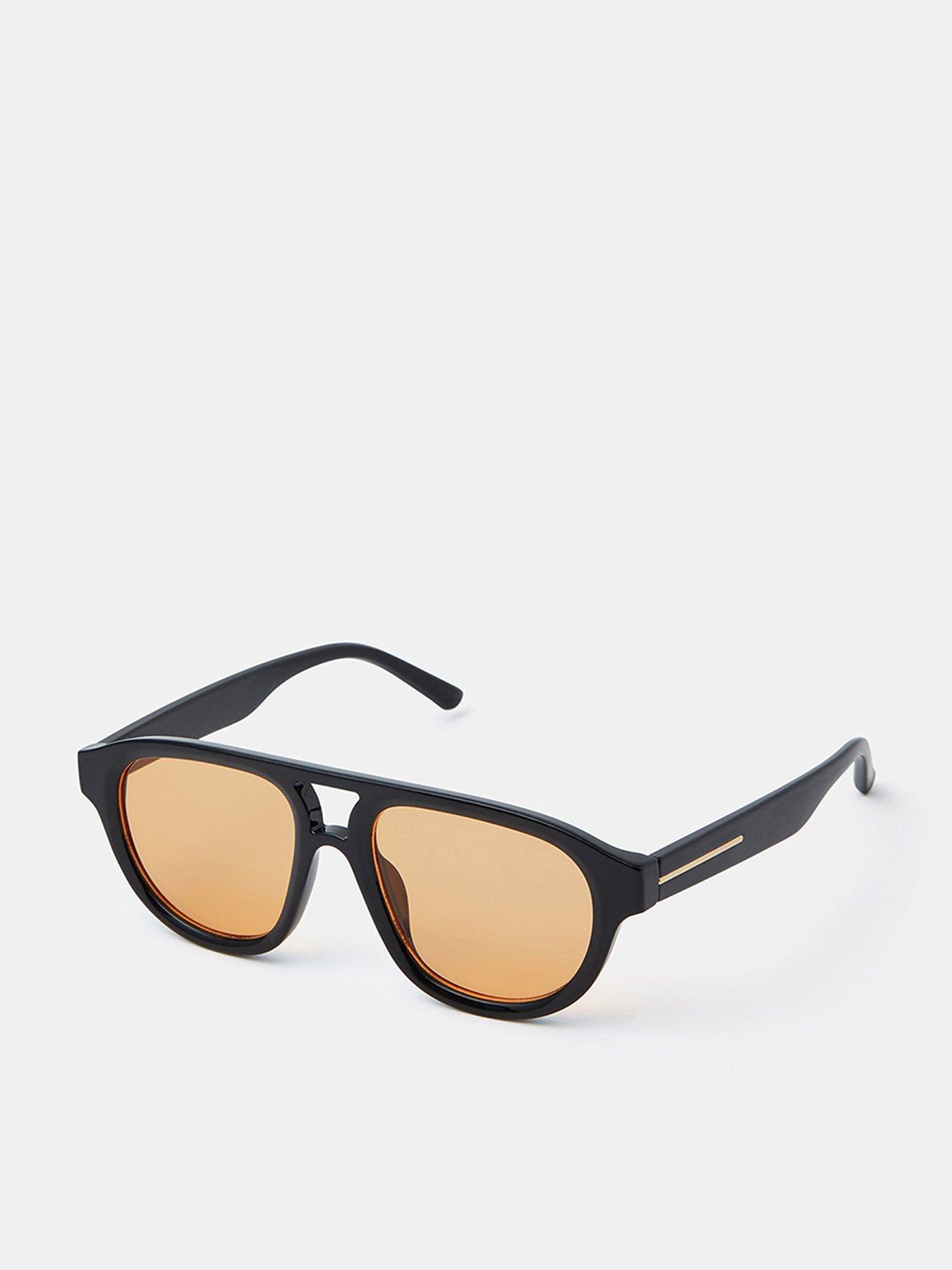 Image 1 of 3 of Accessorize Orange Tinted Aviator Sunglasses