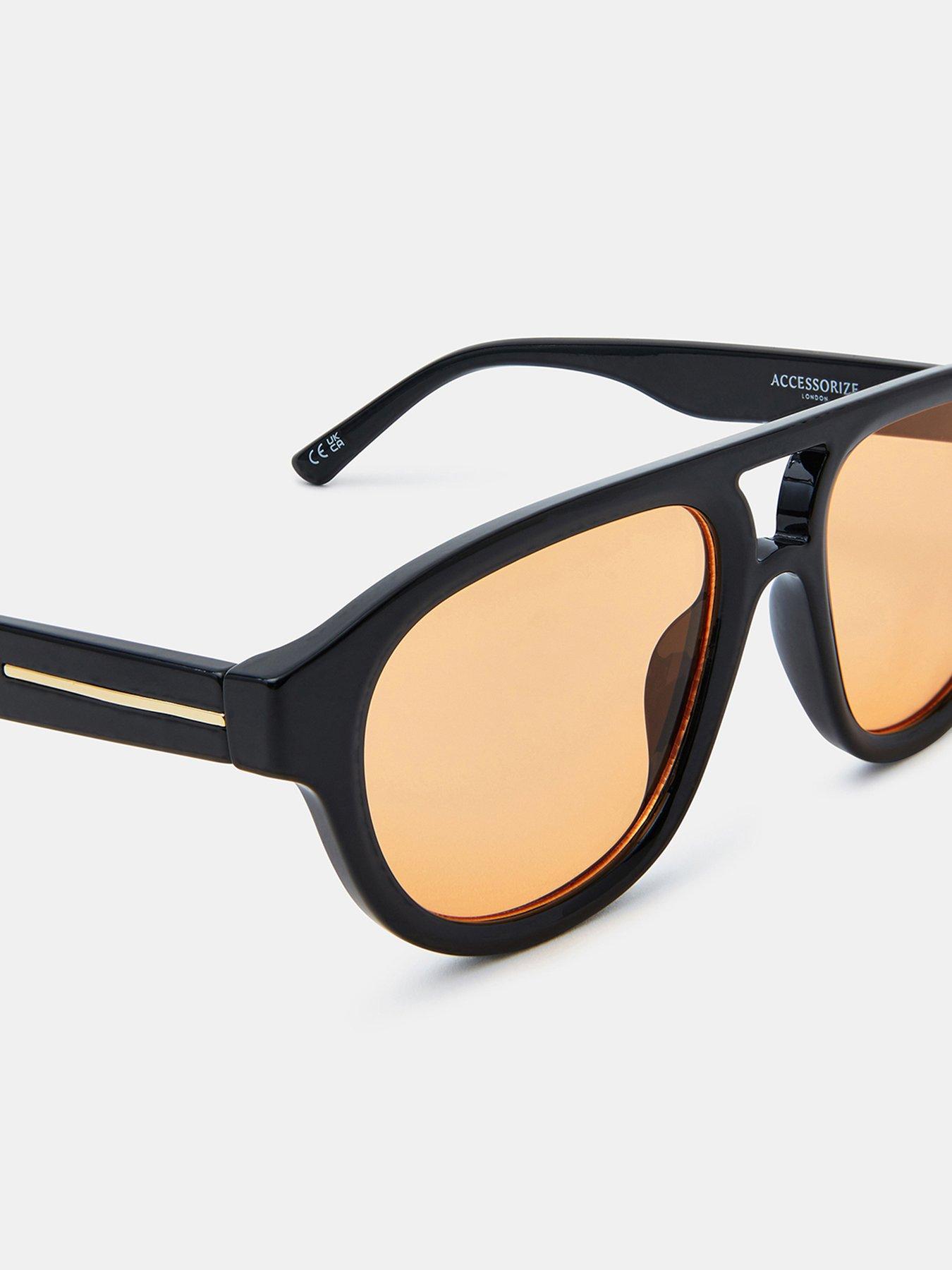 Image 3 of 3 of Accessorize Orange Tinted Aviator Sunglasses