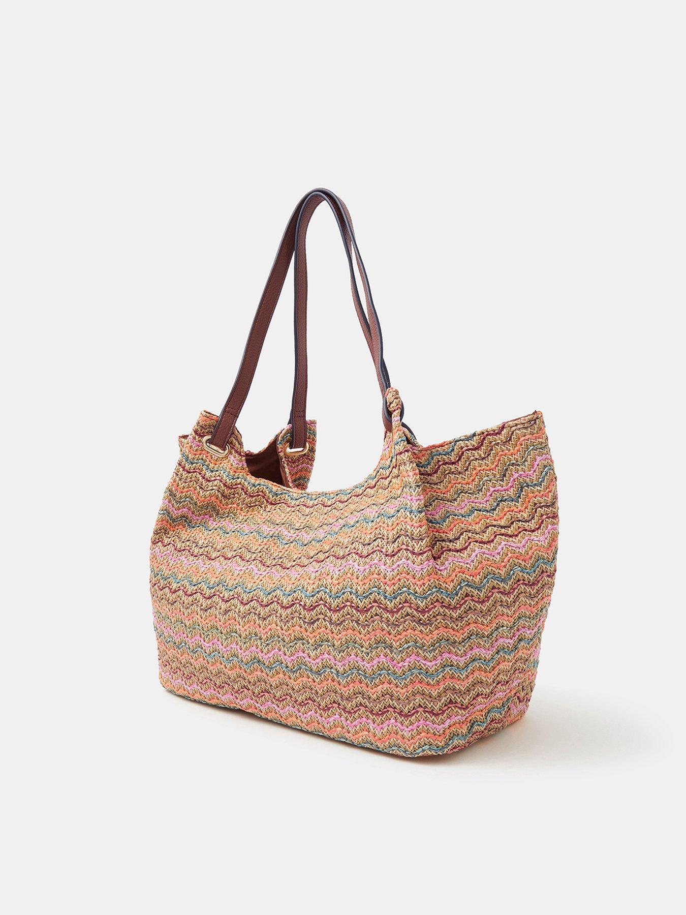 Image 2 of 4 of Accessorize Stripe Raffia Tote Bag