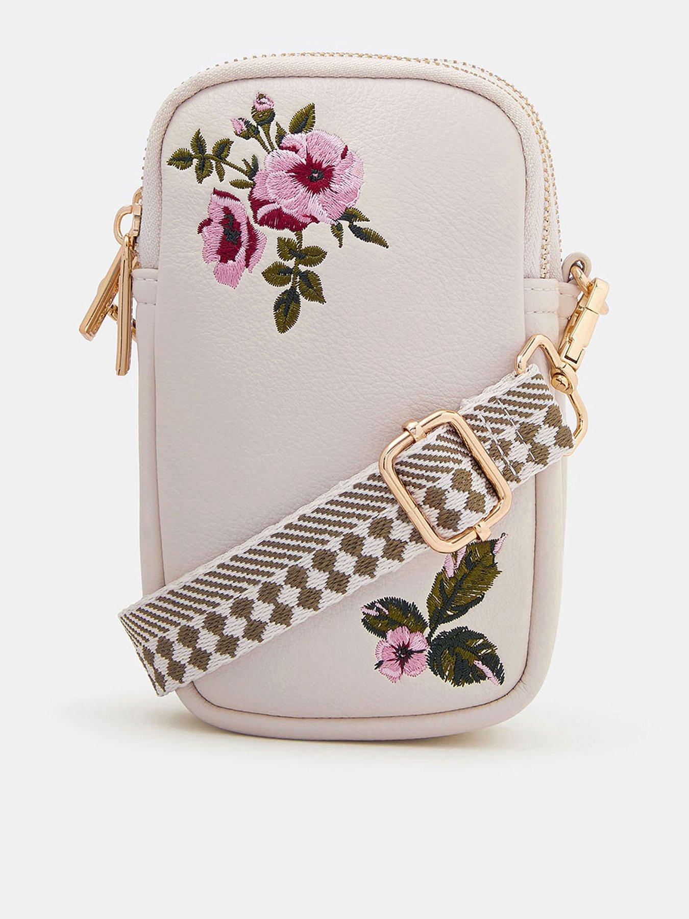 Image 1 of 5 of Accessorize Floral Embroidered Phone Bag