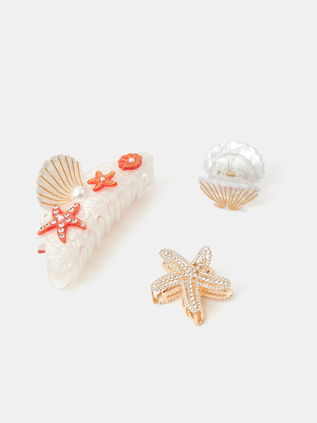 Image 3 of 3 of Accessorize 3-pack Starfish &amp; Shell Claw Clips