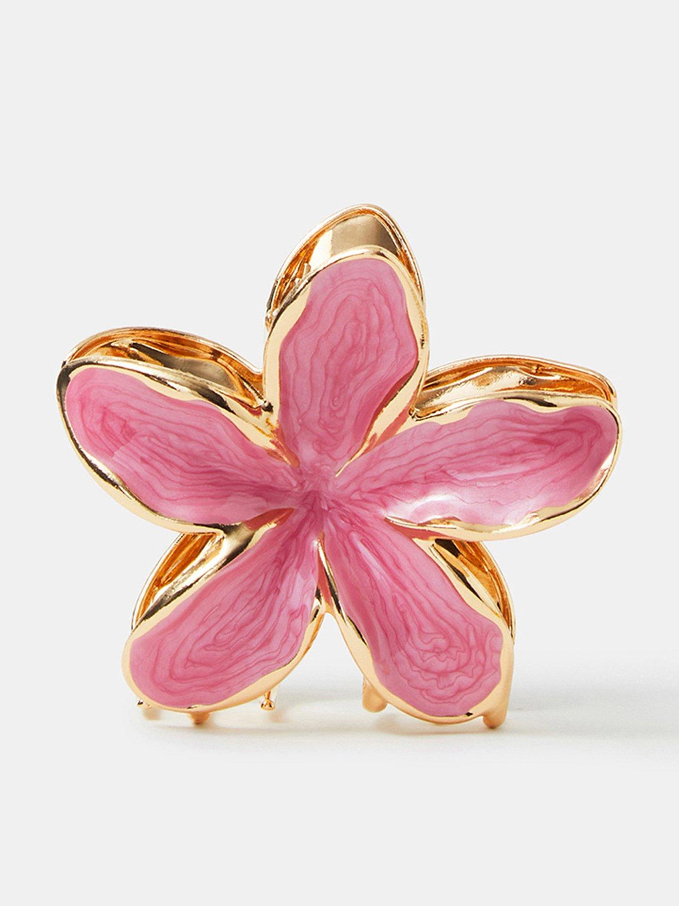 Image 1 of 3 of Accessorize Tropical Flower Metal Claw Clip