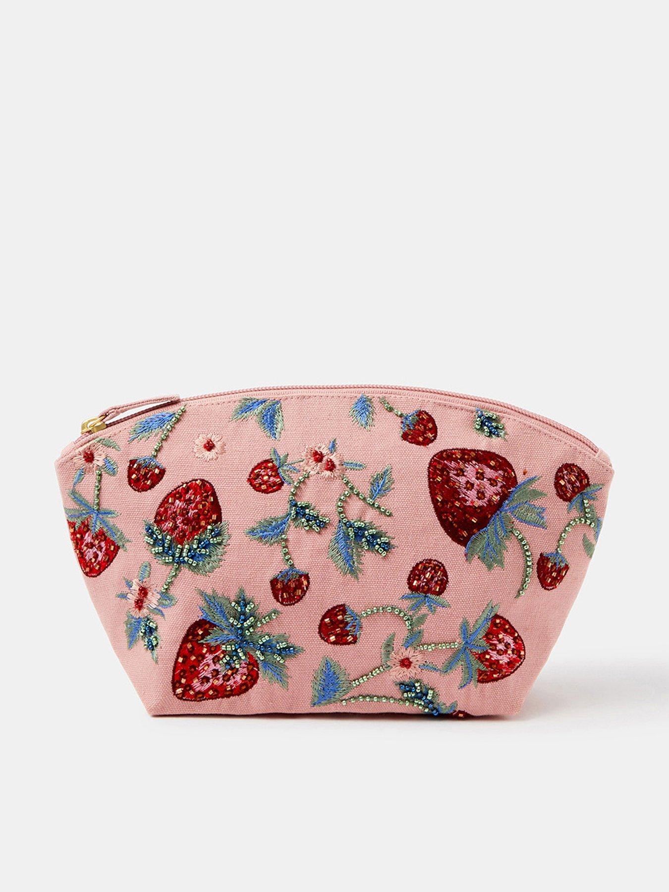 Image 1 of 3 of Accessorize Embellished Strawberry Make Up Bag
