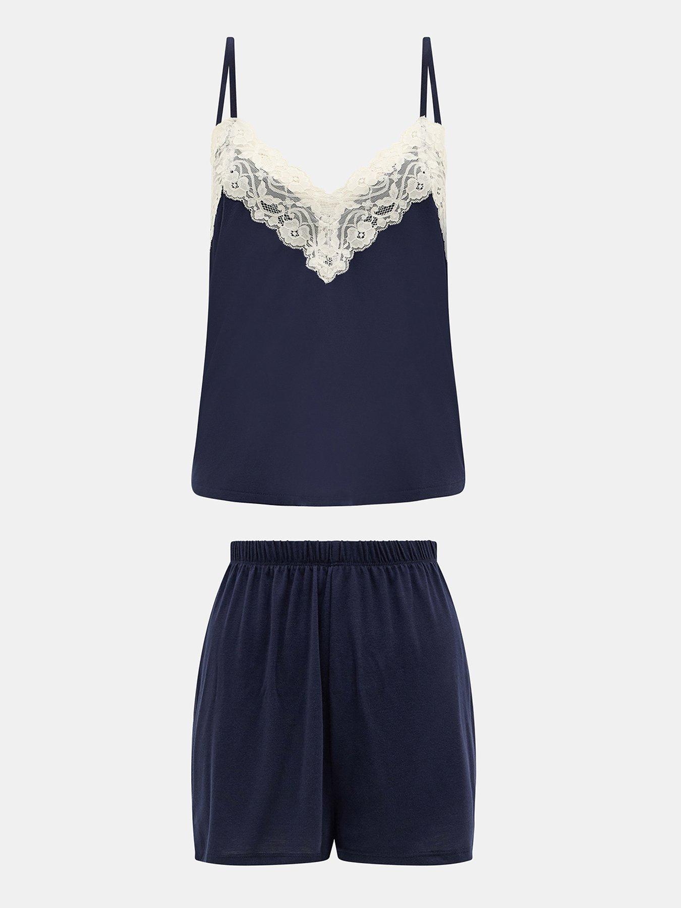Image 4 of 4 of Accessorize Lace Trim Short Pyjamas Set