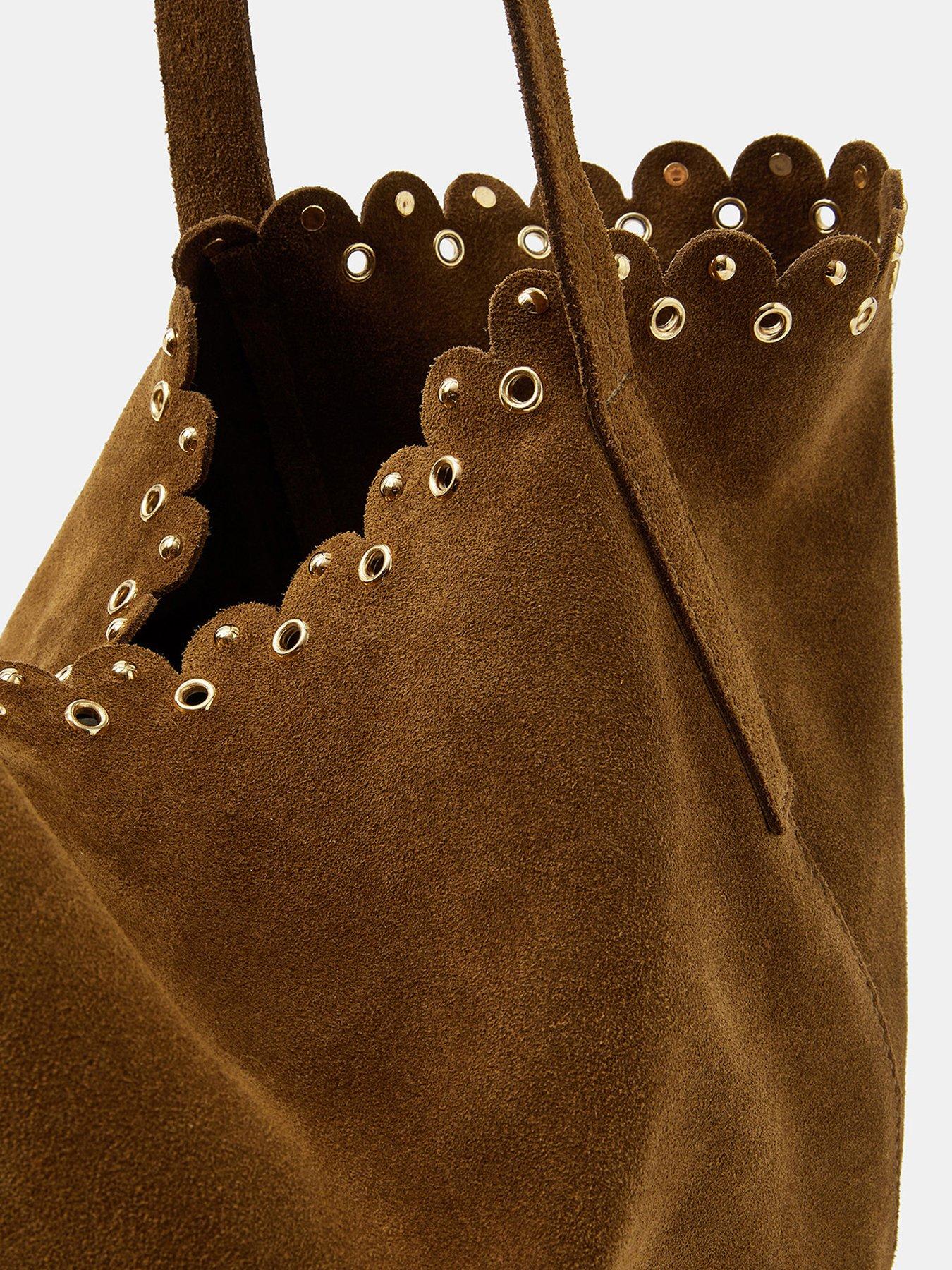 Image 4 of 5 of Accessorize Eyelet Detail Suede Tote Bag