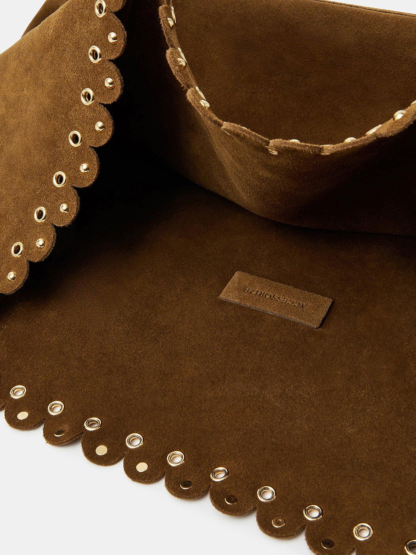 Image 5 of 5 of Accessorize Eyelet Detail Suede Tote Bag