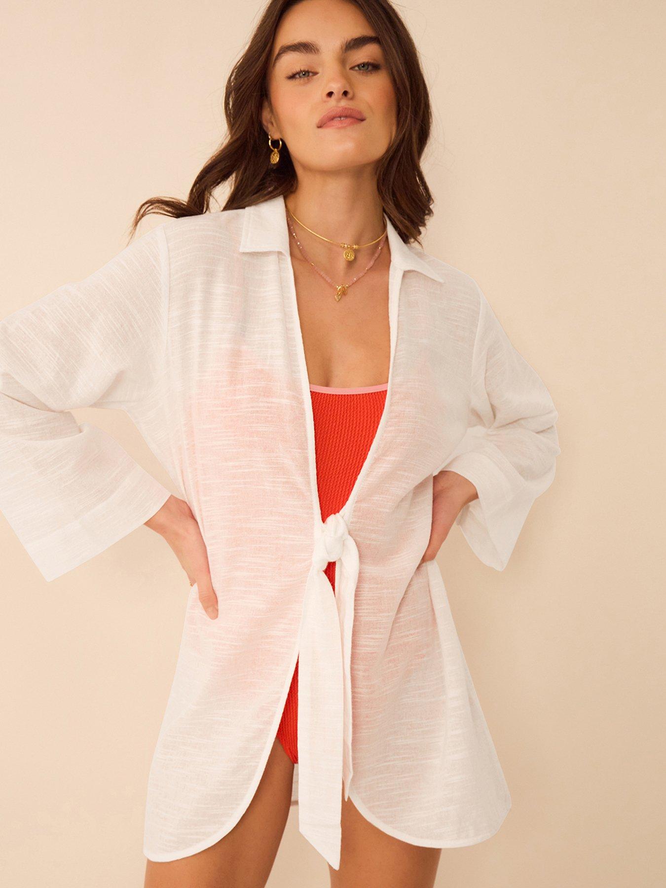 Accessorize Tie Front Cotton Beach Shirt