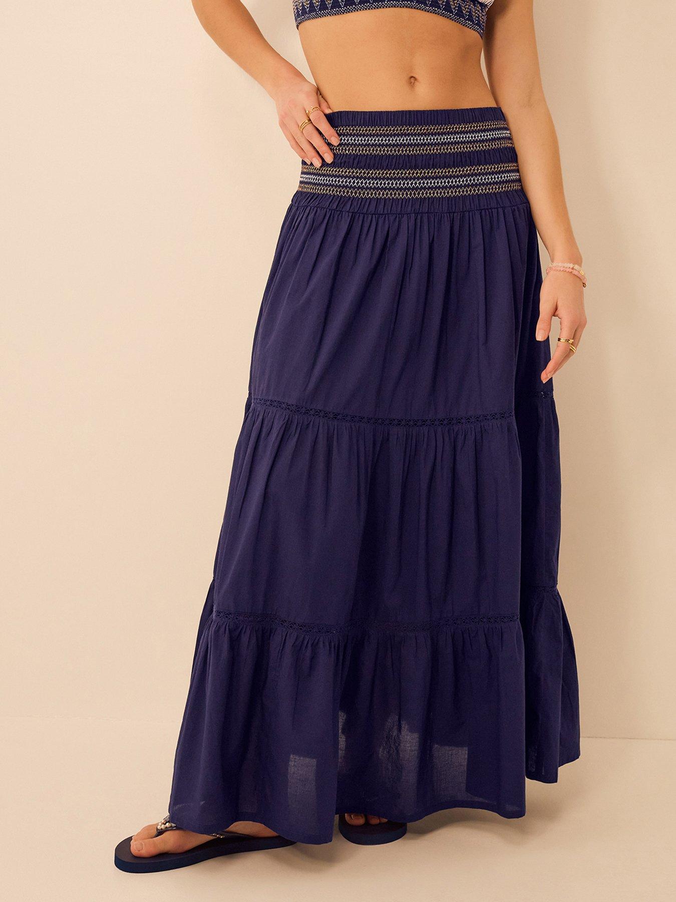 Accessorize Smocked Tiered Maxi Skirt