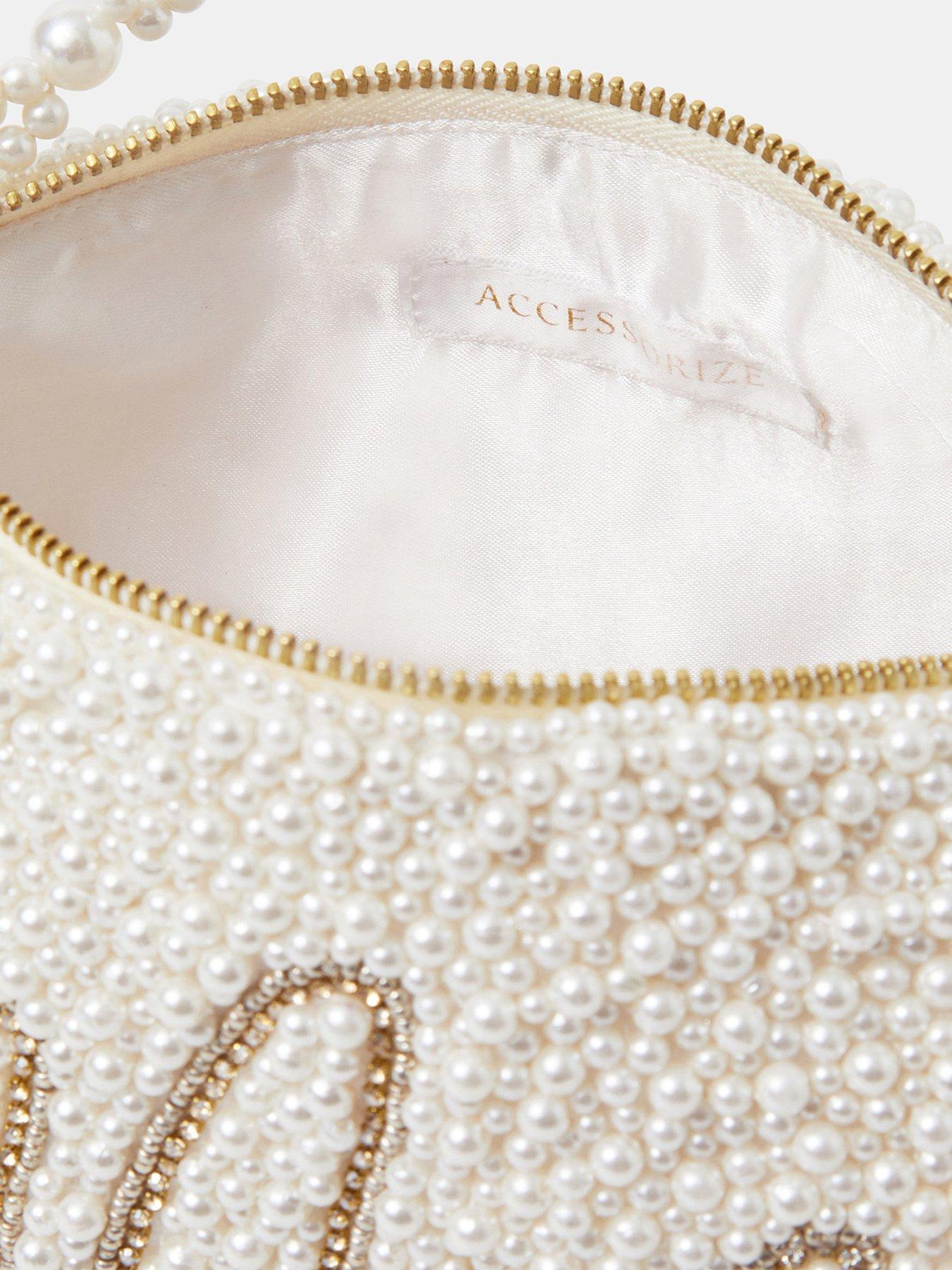 Image 4 of 5 of Accessorize Mrs Beaded Pearl Handheld Bag