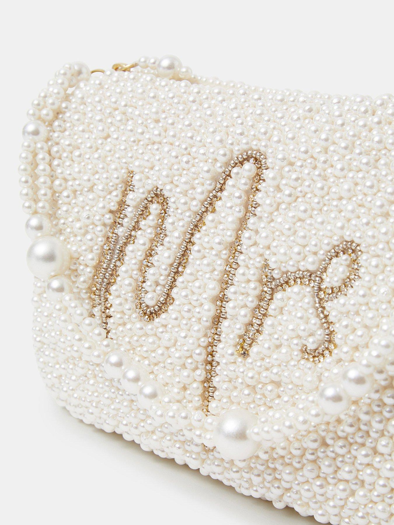Image 5 of 5 of Accessorize Mrs Beaded Pearl Handheld Bag
