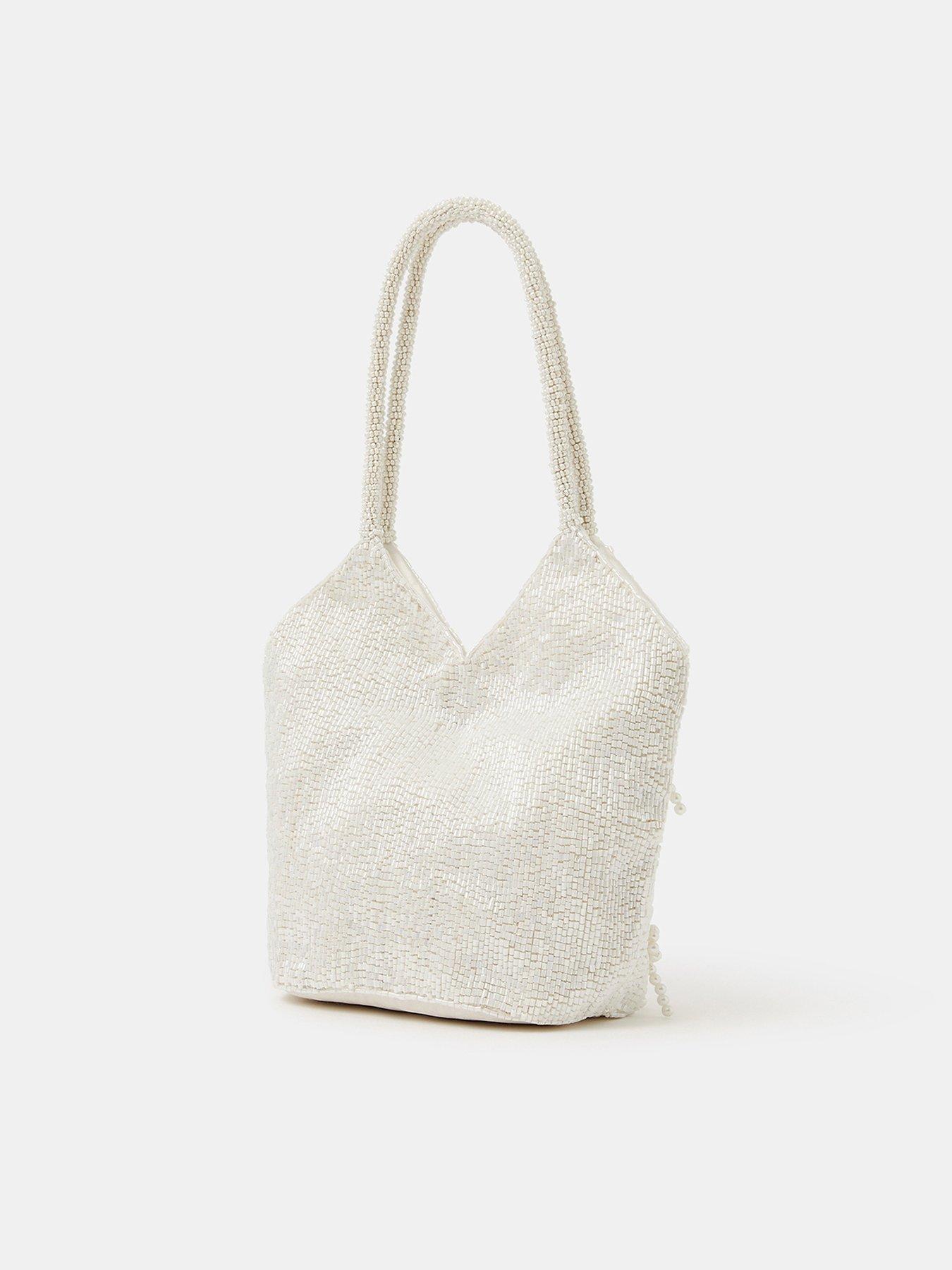 Image 2 of 4 of Accessorize Pearl Bow Beaded Bridal Bag