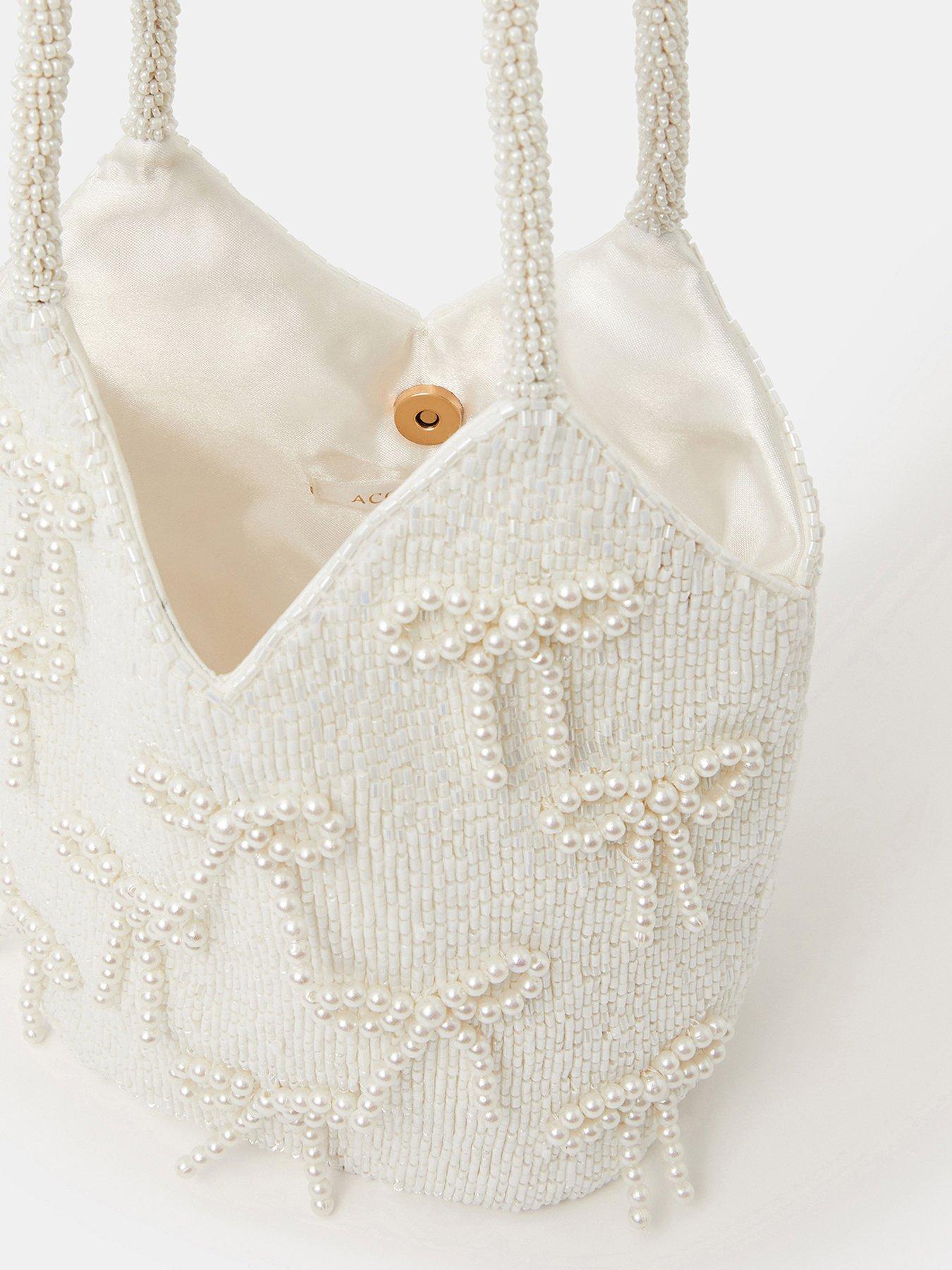 Image 4 of 4 of Accessorize Pearl Bow Beaded Bridal Bag
