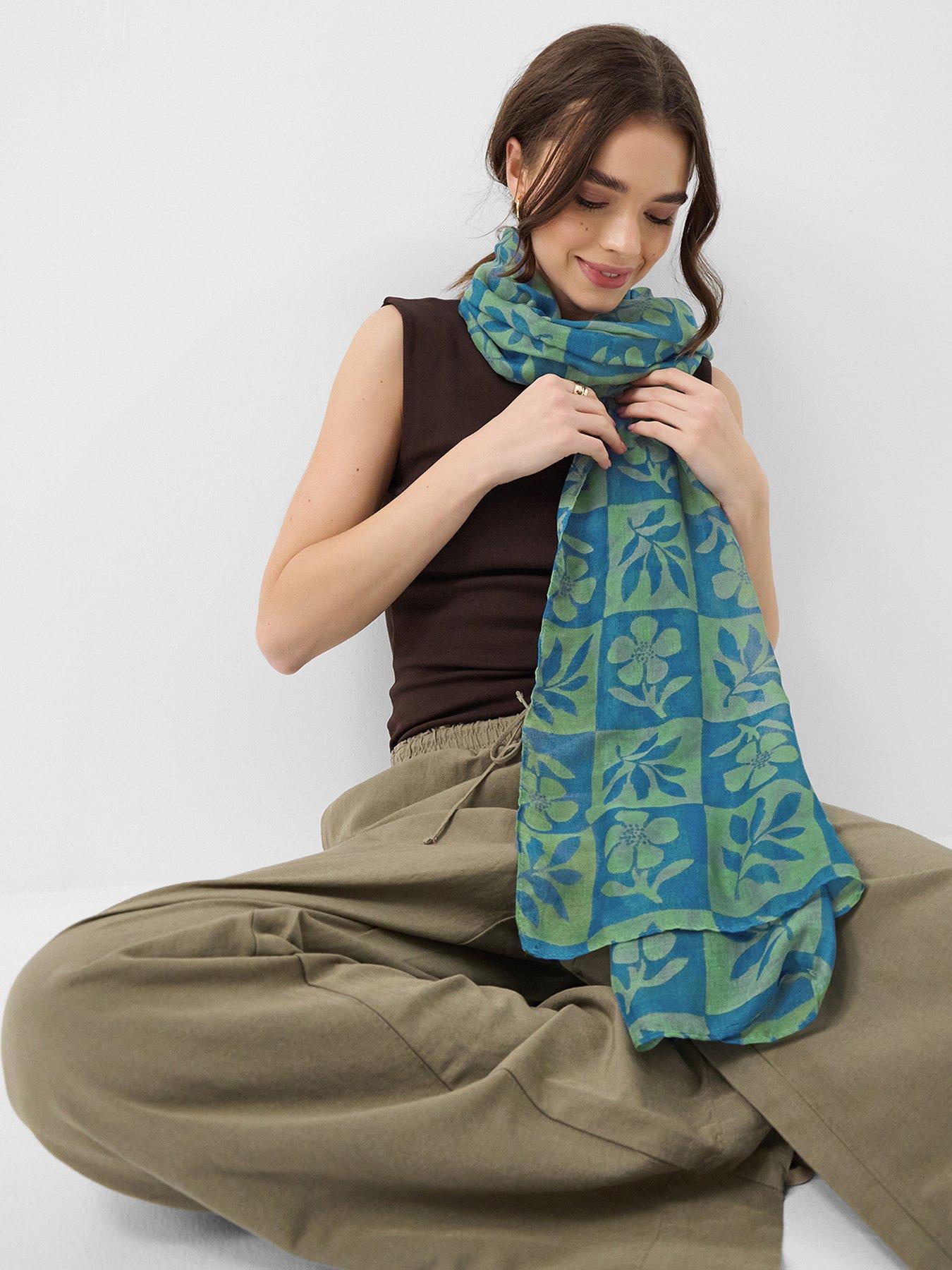 Image 2 of 3 of Accessorize Lightweight Flower Tile Print Scarf