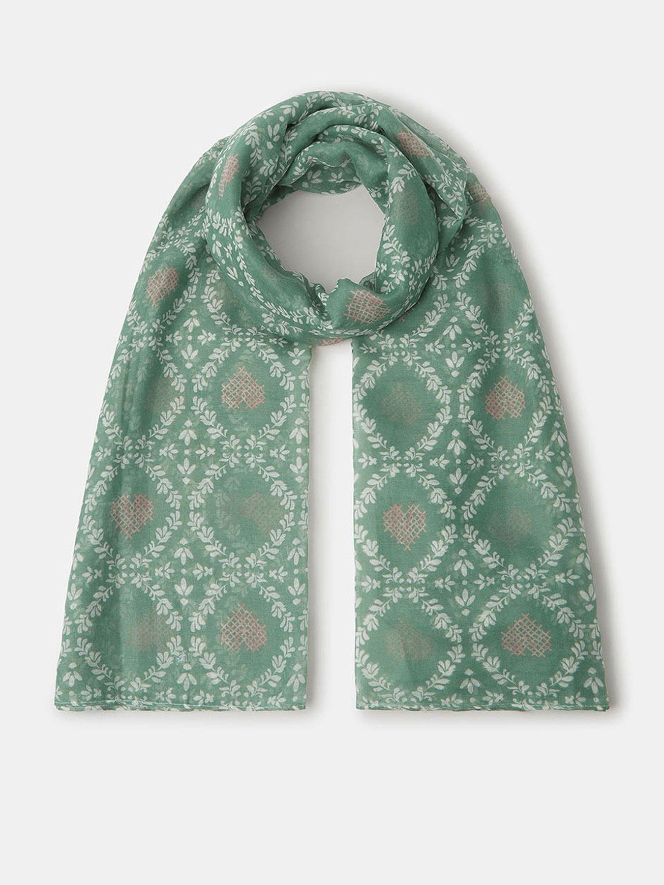 Accessorize Lightweight Cross Stitch Heart Print Scarf