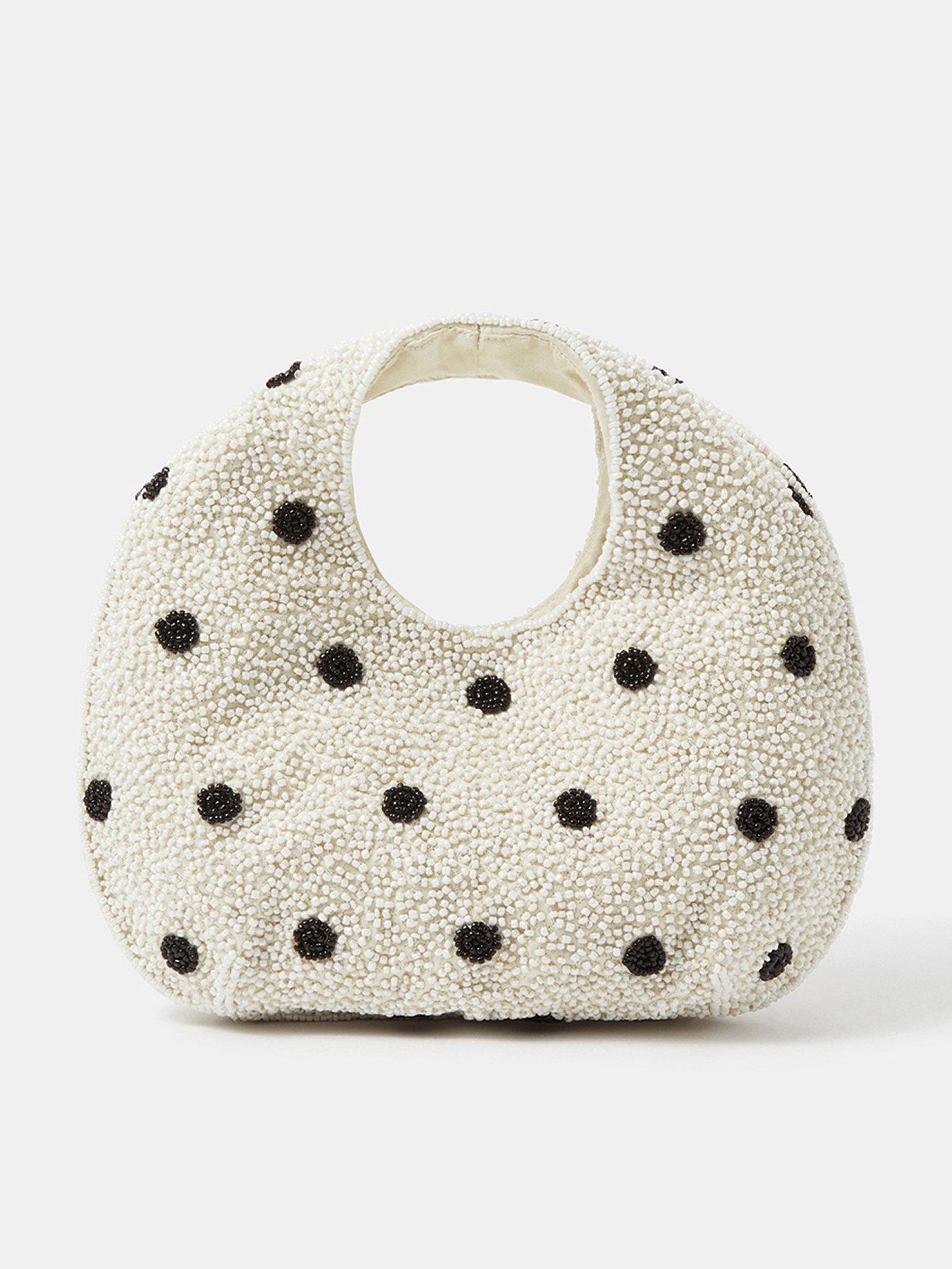 Image 1 of 5 of Accessorize Polka Dot Beaded Handheld Bag