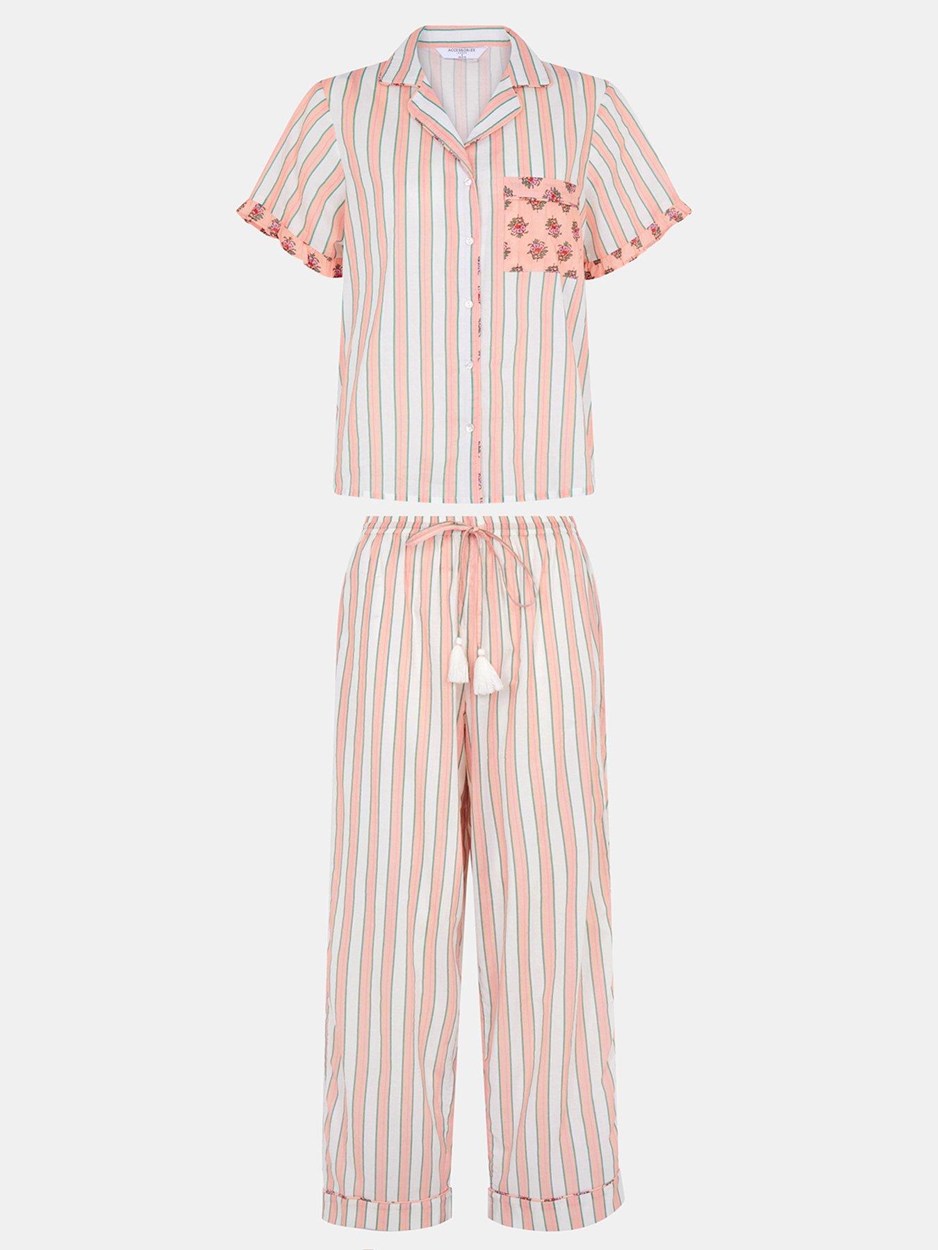 Image 4 of 4 of Accessorize Floral Stripe Long Pyjamas Set