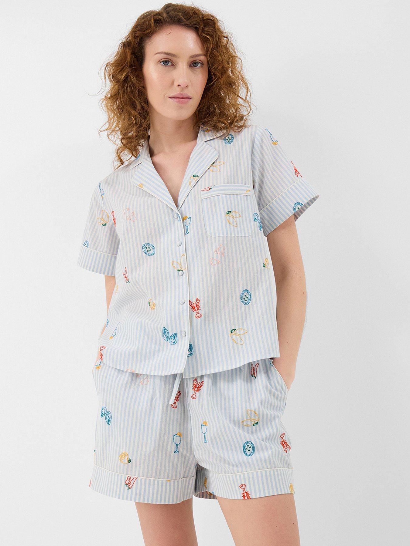 Accessorize Embroidered Stripe Short Pyjamas Set