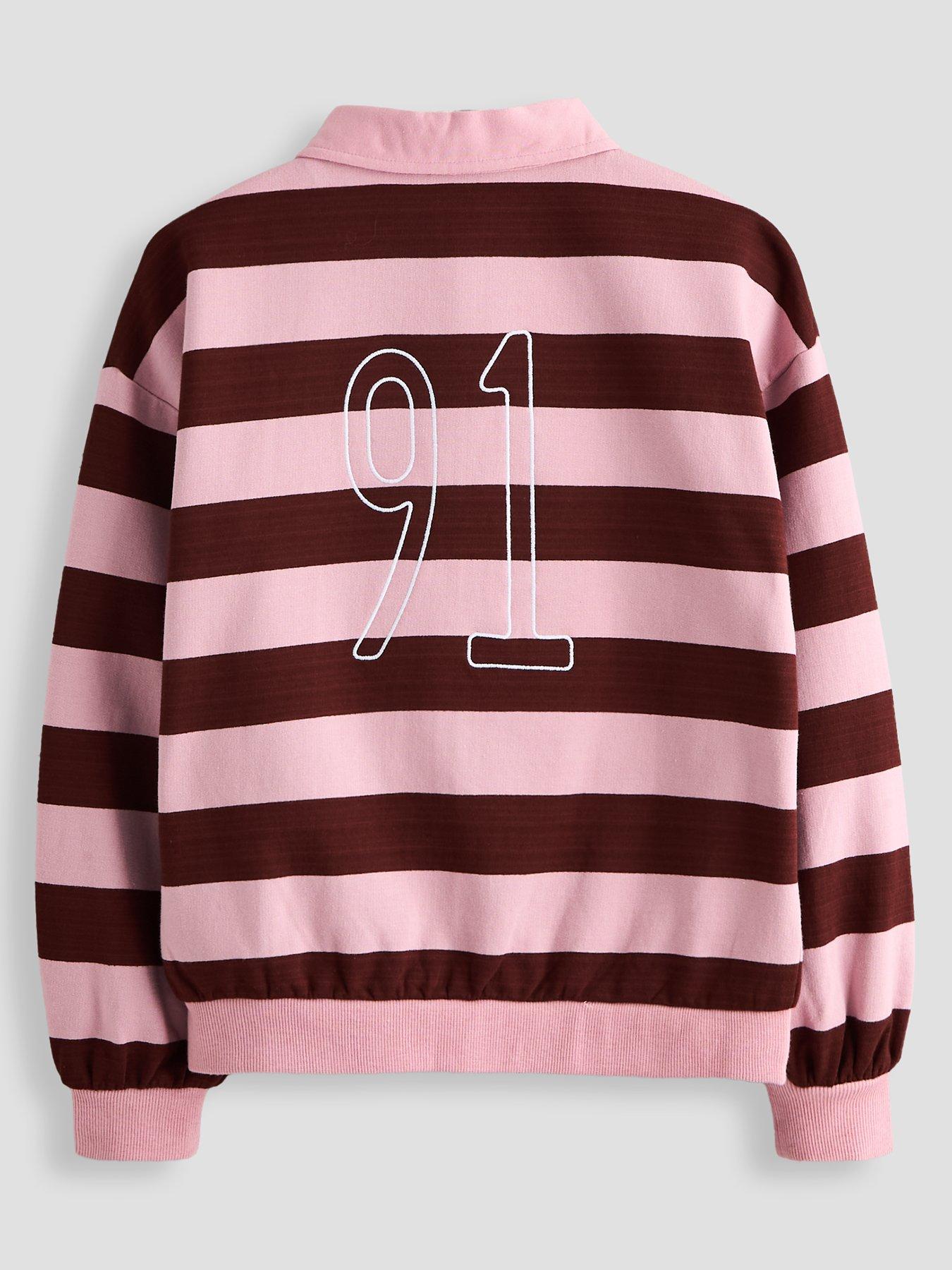 Image 2 of 5 of The Very Collection Girls New Hampton Equestrian Club Long Sleeve Striped Sweatshirt - Pink