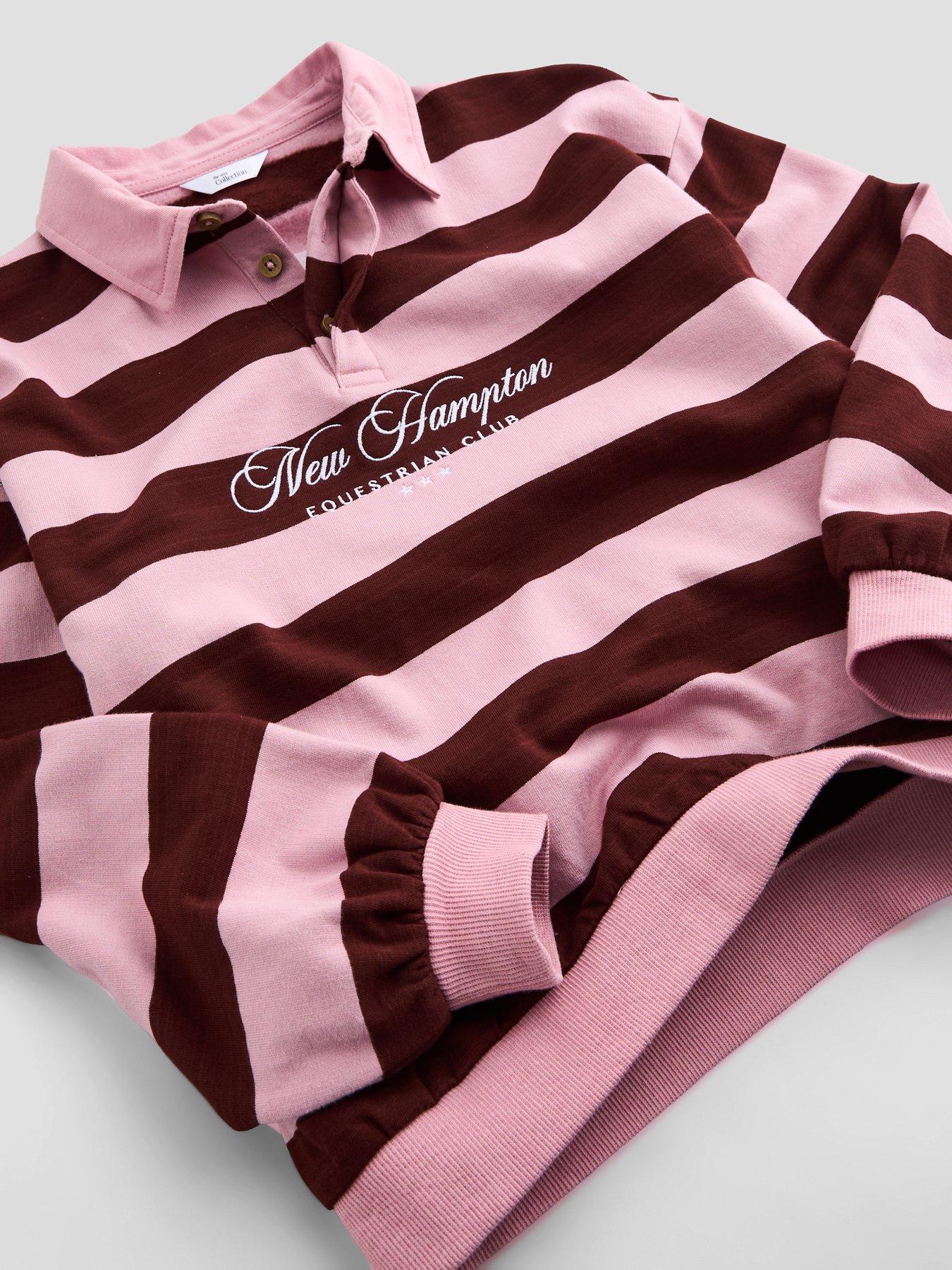 Image 3 of 5 of The Very Collection Girls New Hampton Equestrian Club Long Sleeve Striped Sweatshirt - Pink