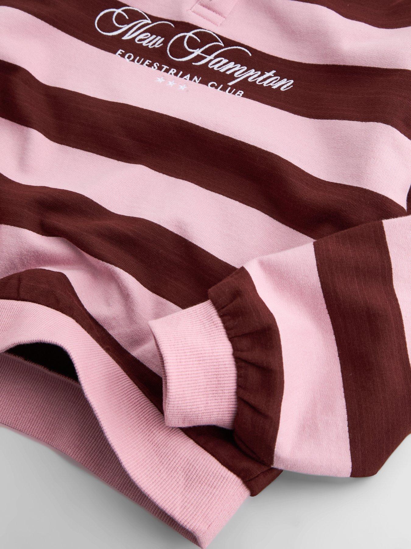 Image 5 of 5 of The Very Collection Girls New Hampton Equestrian Club Long Sleeve Striped Sweatshirt - Pink