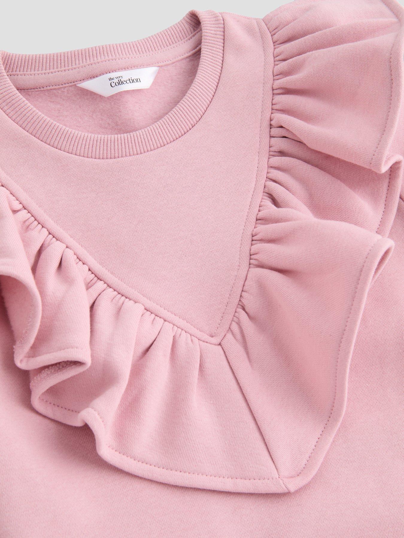Image 3 of 5 of The Very Collection Girls Frill Neck Sweat Basic Set - Pink