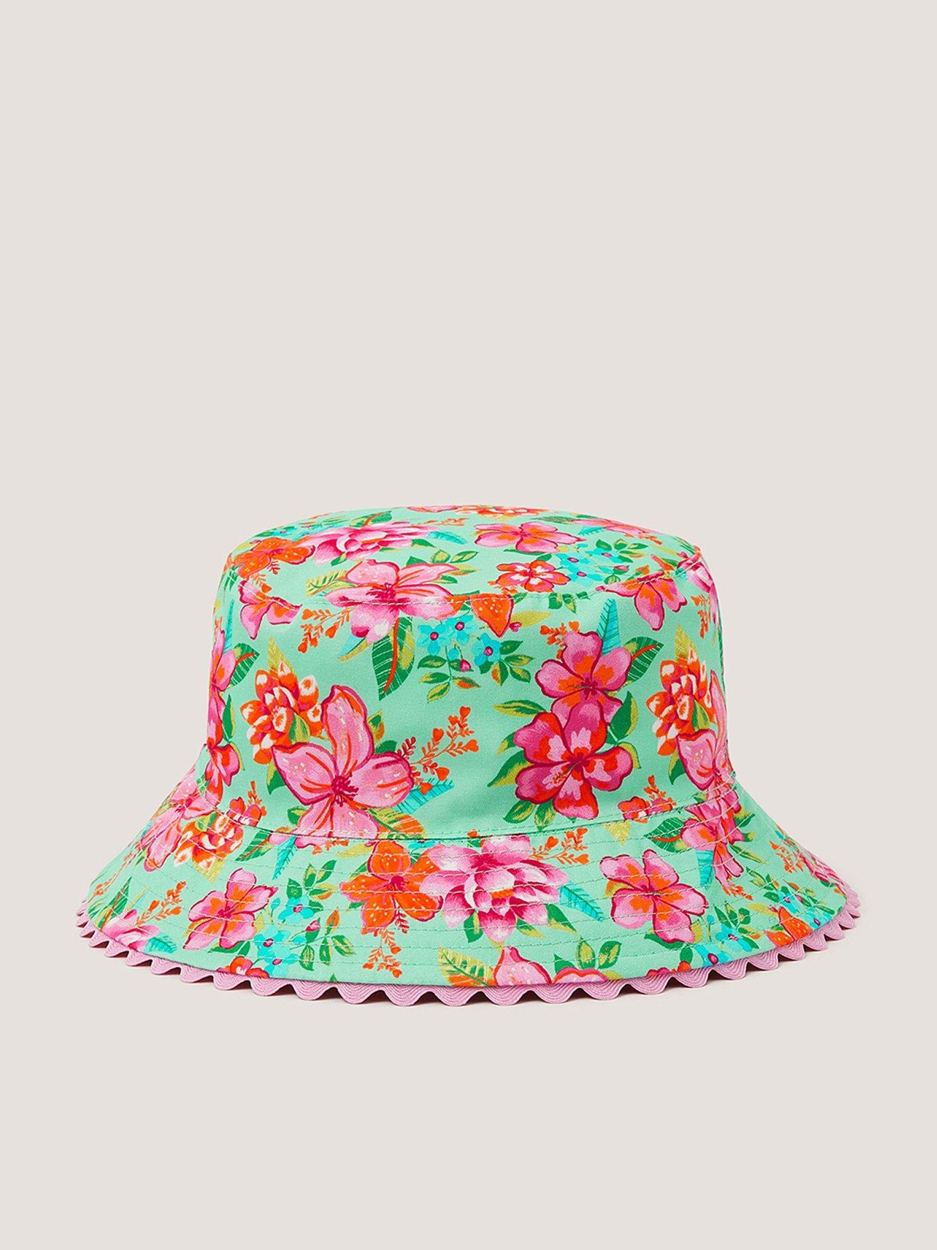Monsoon Girls Tropical Flower Reversible Hat - Multi