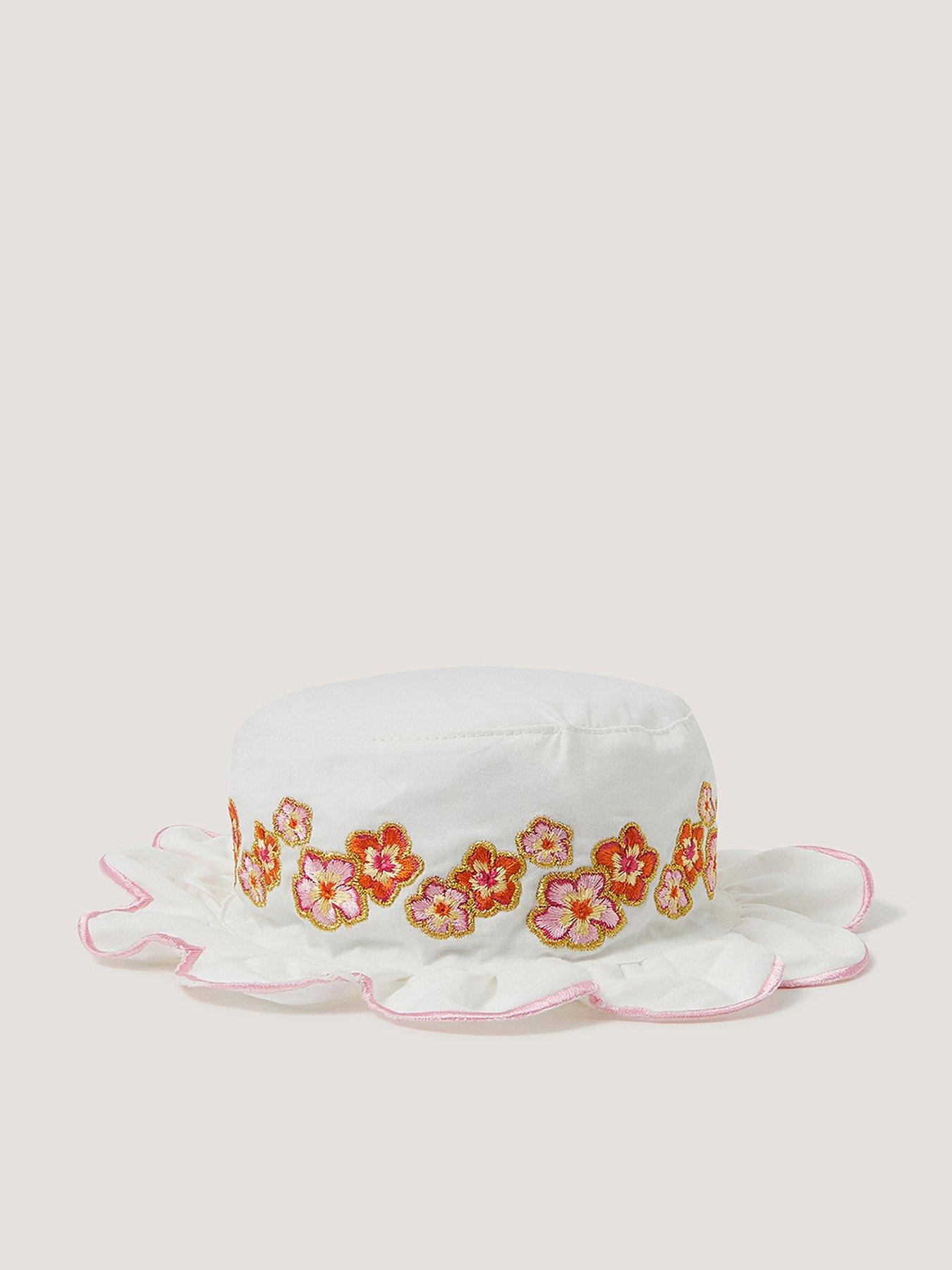Image 1 of 2 of Monsoon Baby Girls Tropical Flower Bucket Hat - Light Cream