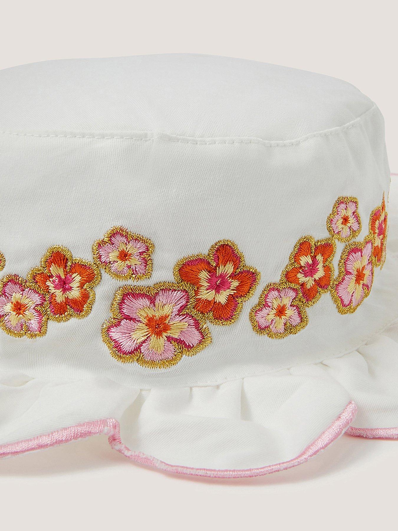 Image 2 of 2 of Monsoon Baby Girls Tropical Flower Bucket Hat - Light Cream