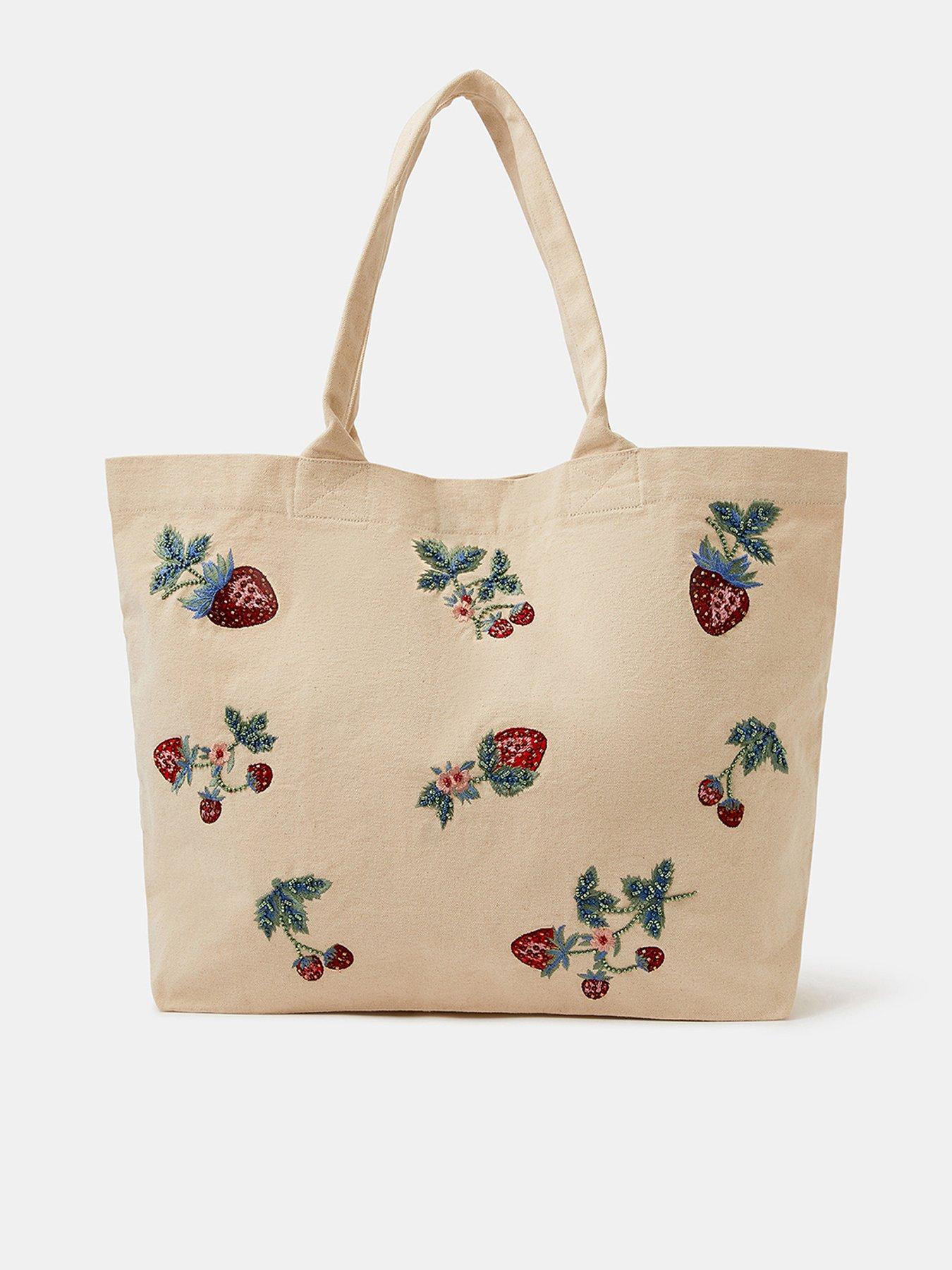 Image 1 of 5 of Accessorize Strawberry Embellished Shopper Bag