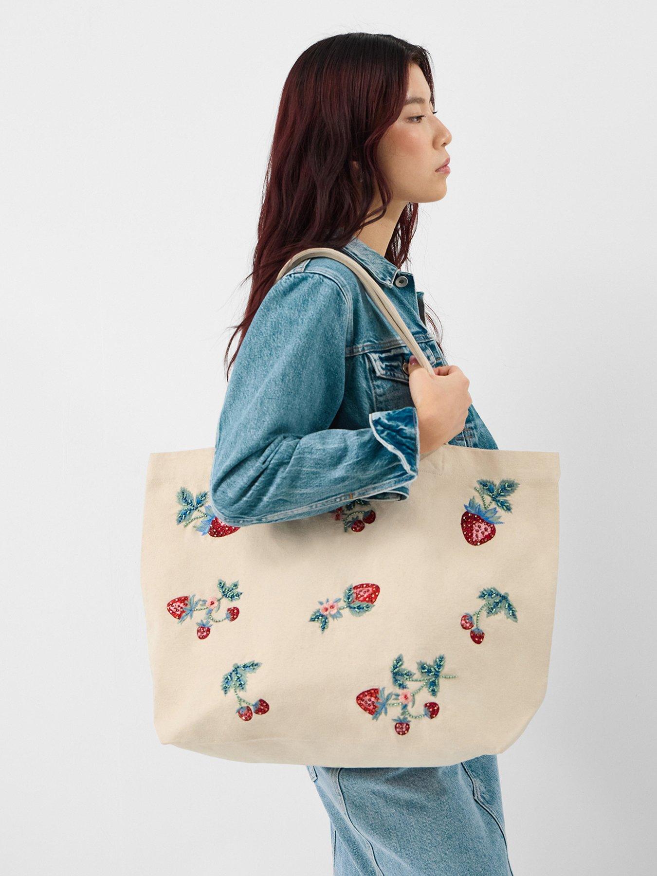 Image 2 of 5 of Accessorize Strawberry Embellished Shopper Bag