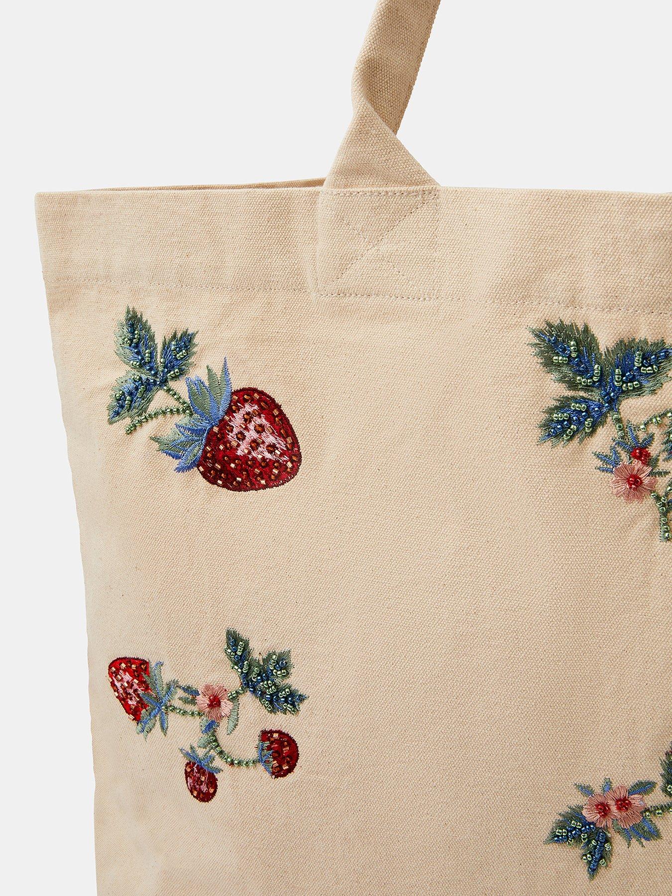 Image 4 of 5 of Accessorize Strawberry Embellished Shopper Bag