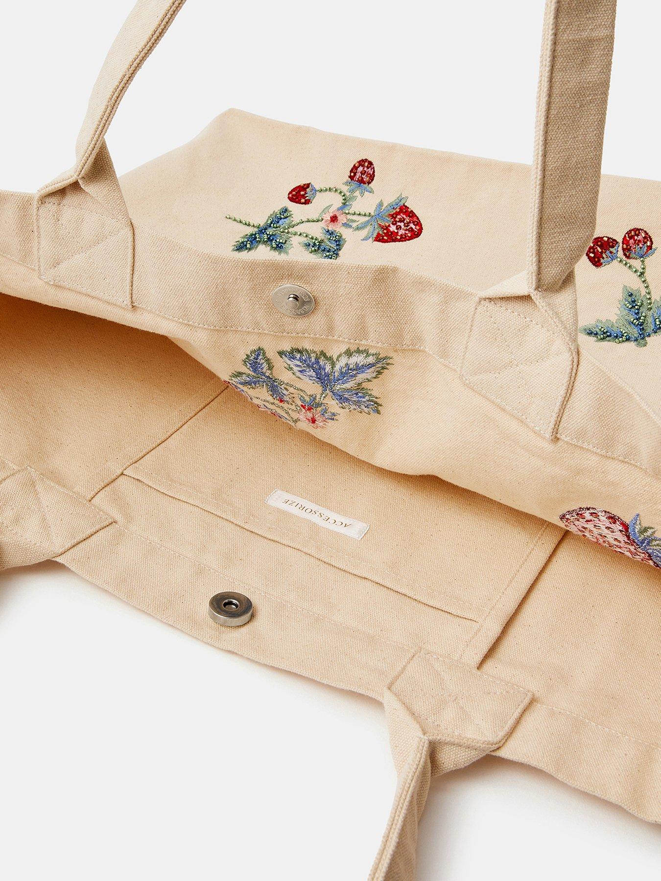 Image 5 of 5 of Accessorize Strawberry Embellished Shopper Bag