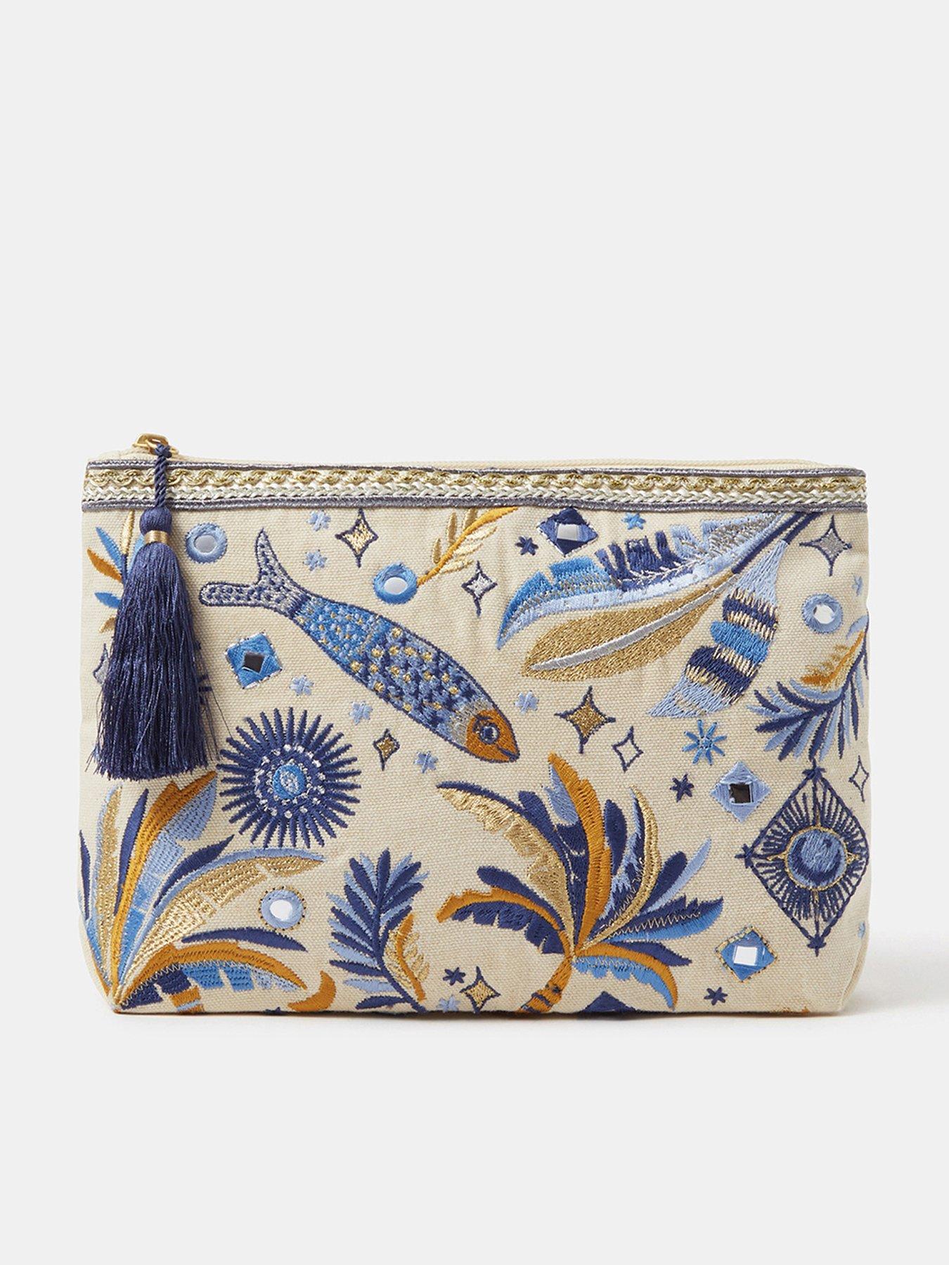 Accessorize Embroidered Tropical Fish Pouch