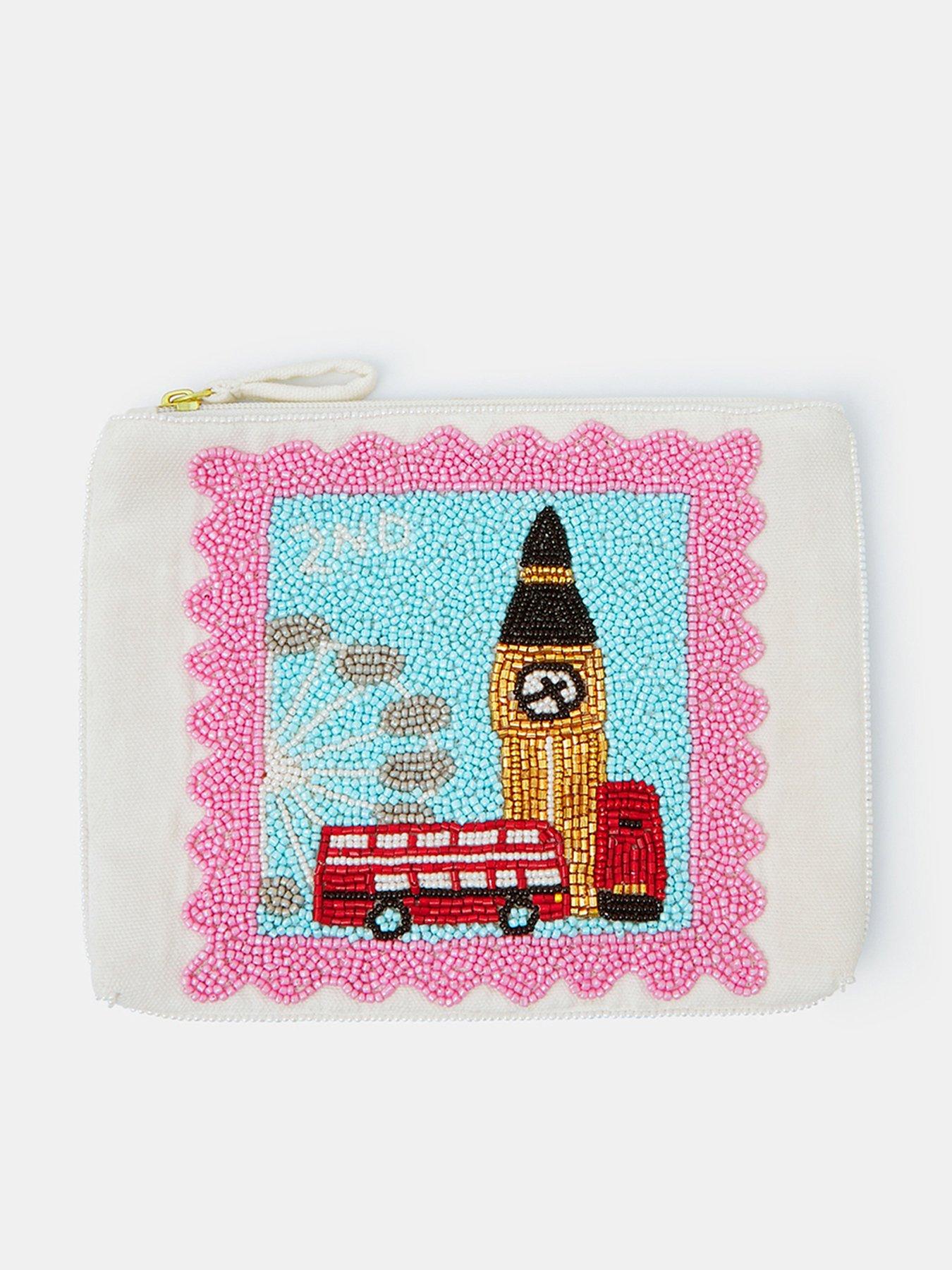 Image 1 of 3 of Accessorize Beaded London Stamp Pouch