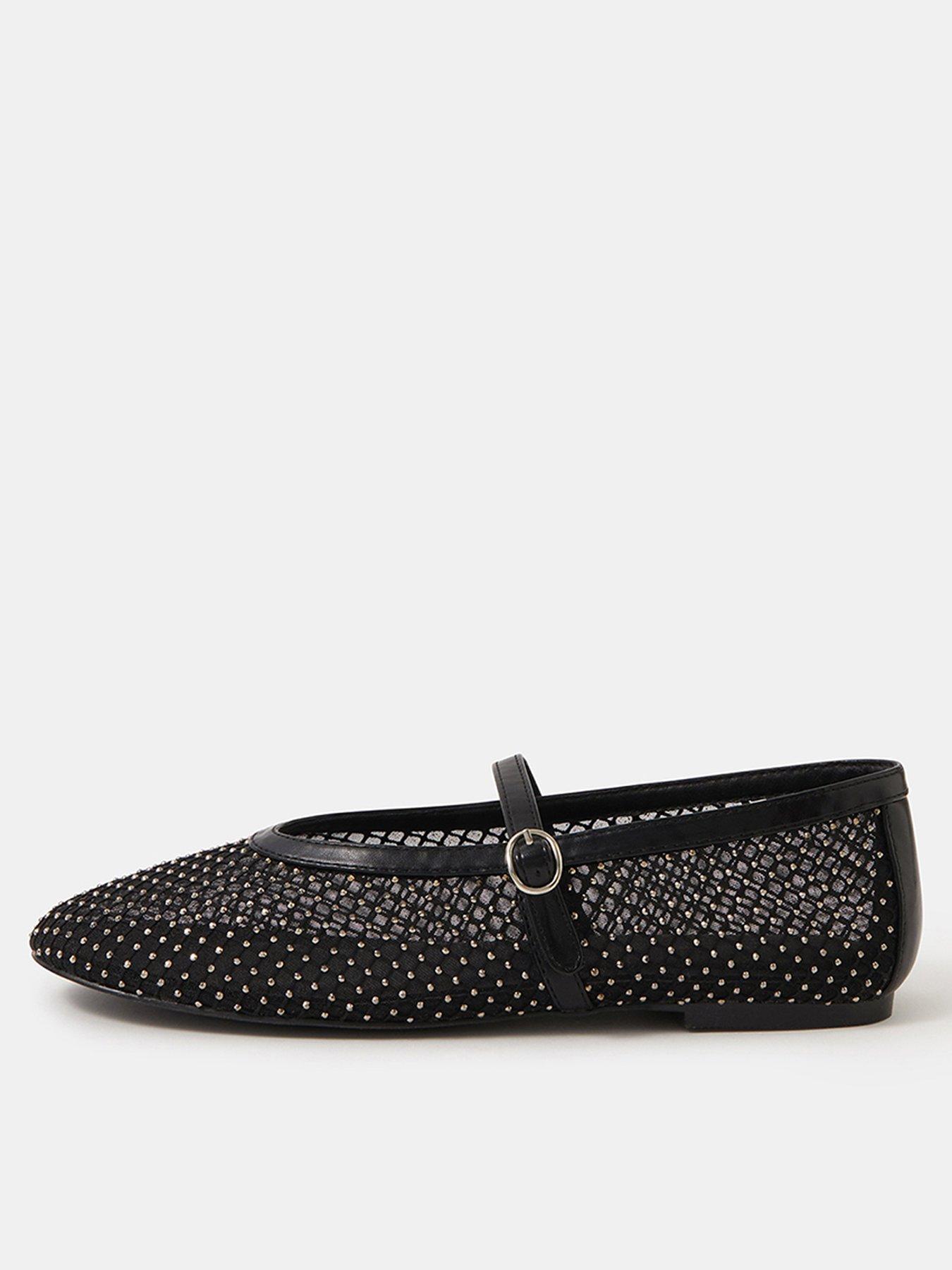 Accessorize Rhinestone Mesh Mary Jane Ballet Flats