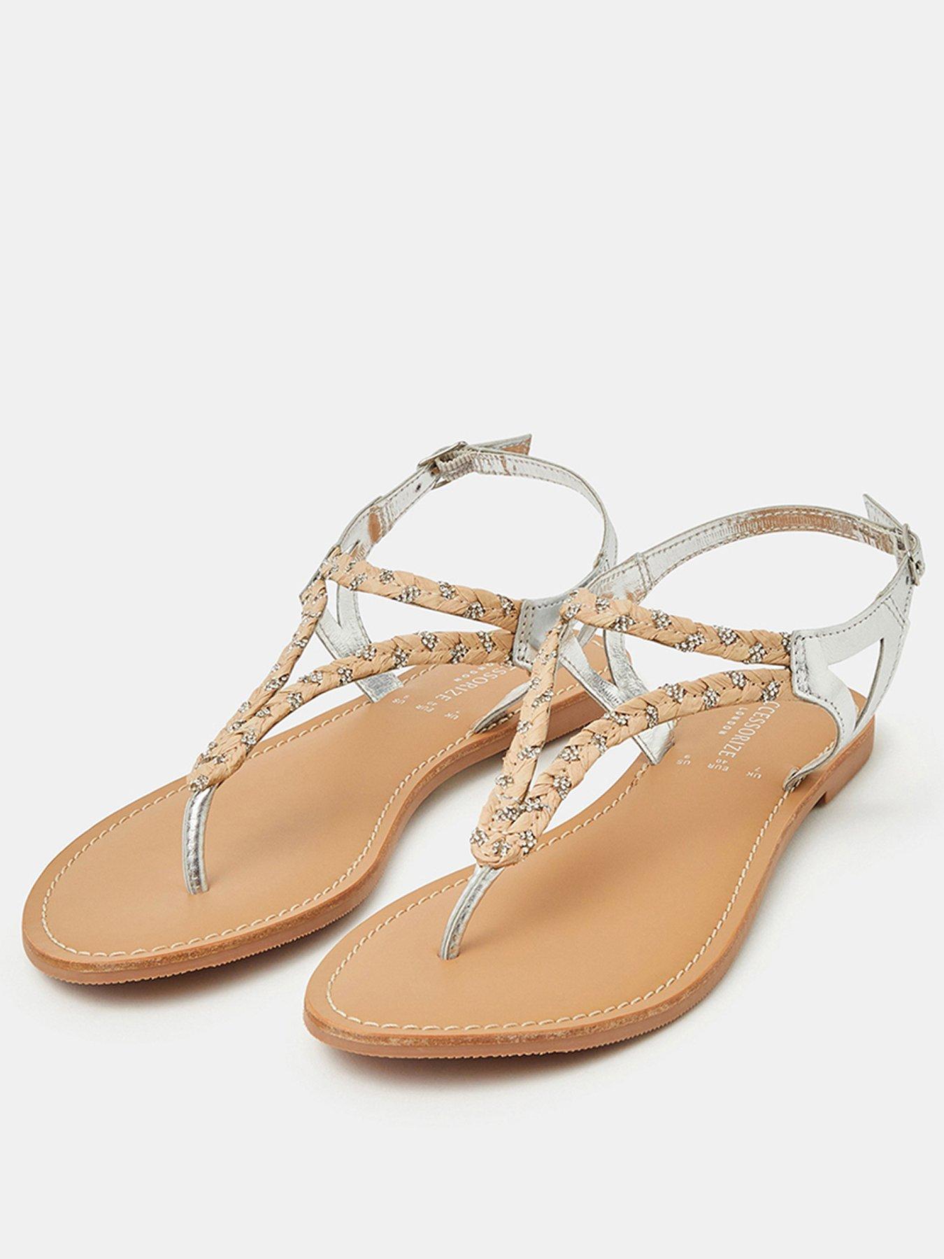 Image 2 of 4 of Accessorize Diamant&atilde;&copy; Braid Leather Sandals - Silver