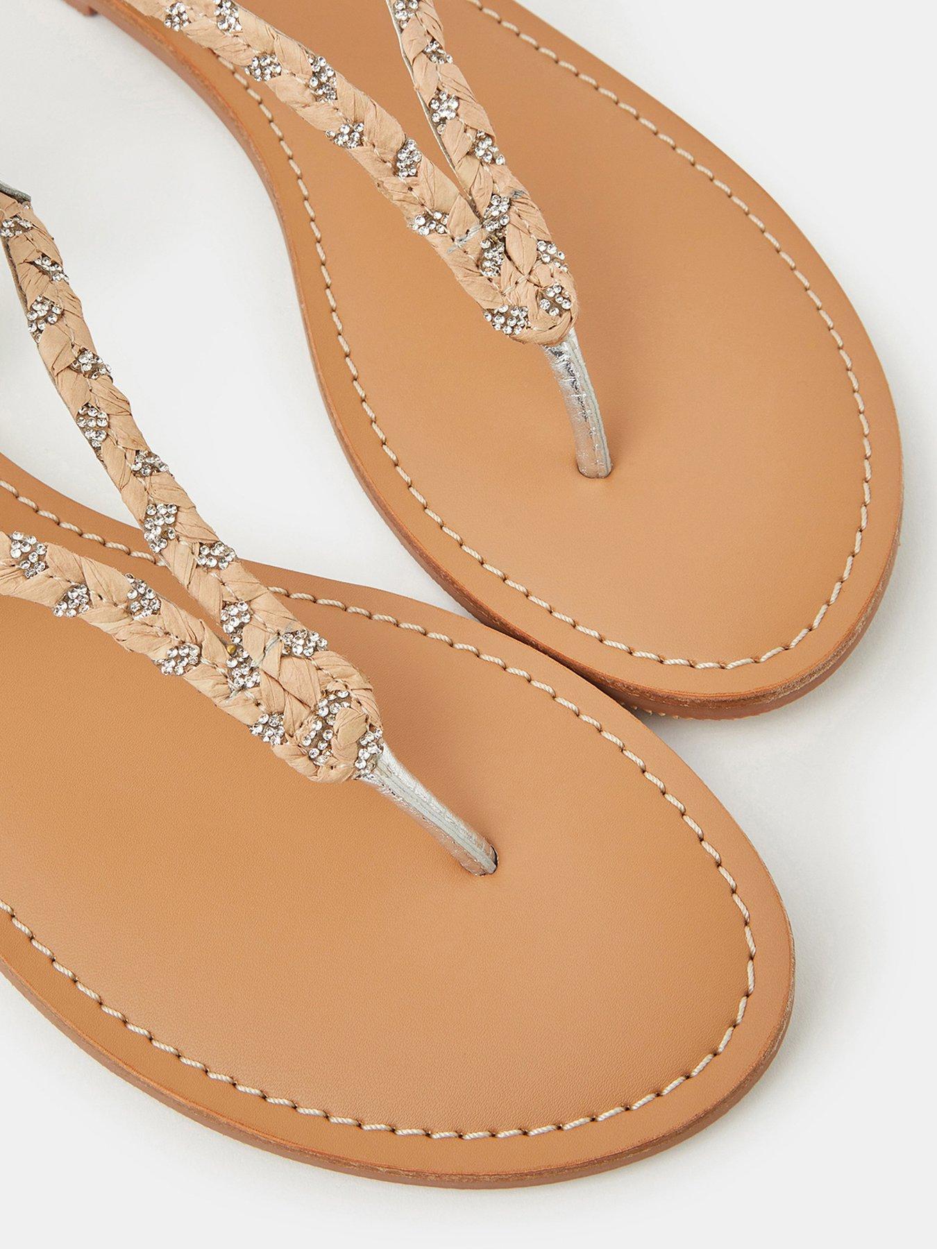 Image 3 of 4 of Accessorize Diamant&atilde;&copy; Braid Leather Sandals - Silver